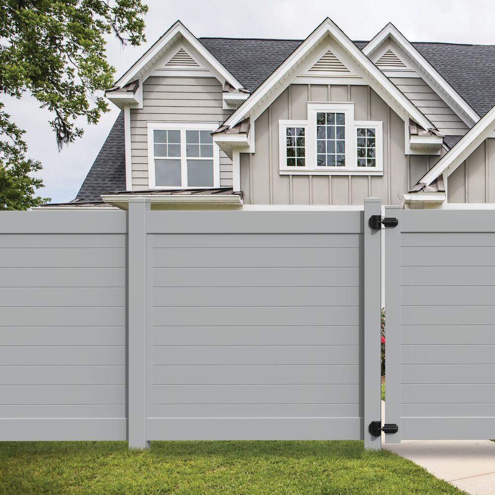 Barrette Outdoor Living Horizontal Fence Gray Vinyl Privacy Panel Kit