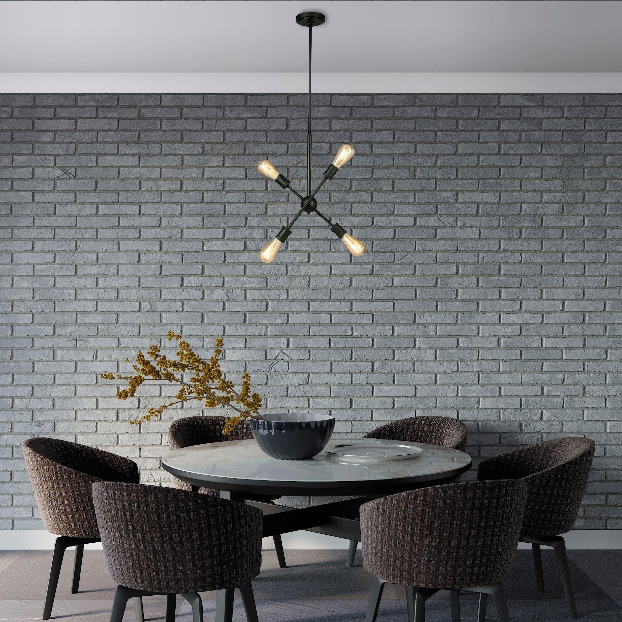 4 Light Pendant by Eglo 203945A in Black Finish