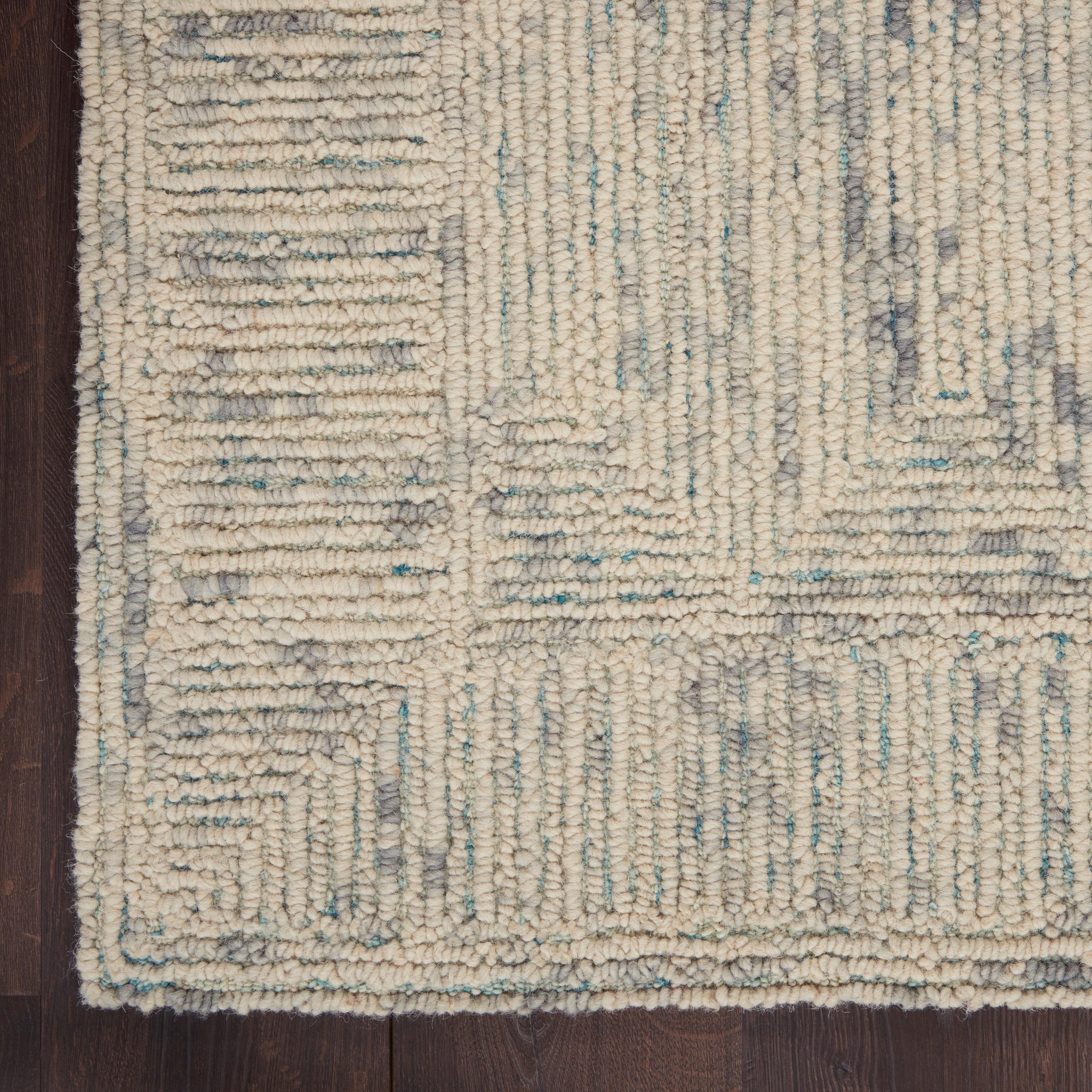 Nourison Vail Contemporary Indoor Area Rug Ivory Grey Teal 5'3" x 7'3"