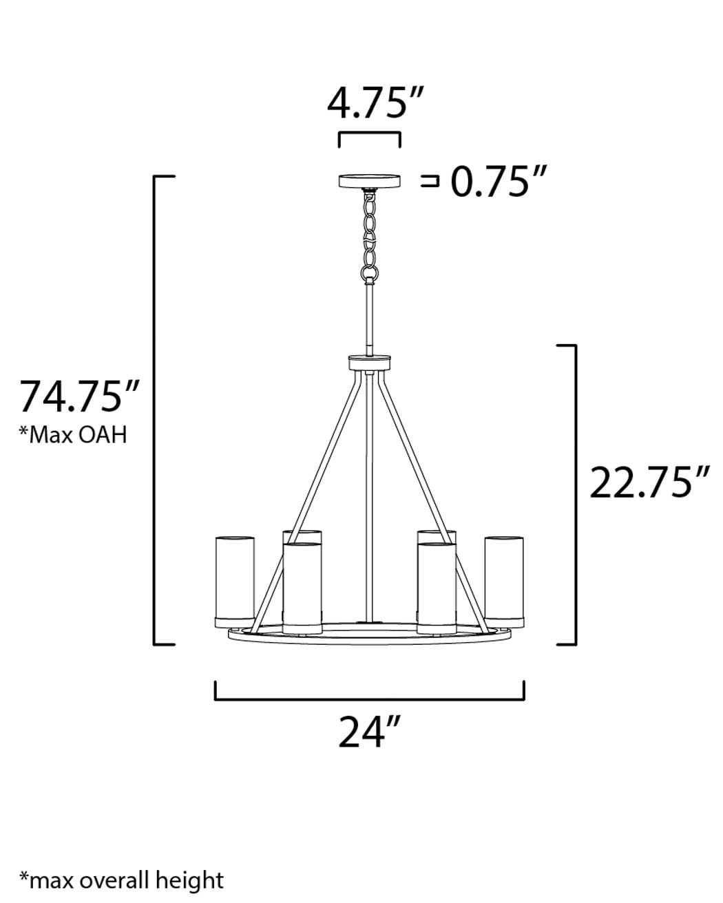 25255CLBK-Maxim Lighting-Sentinel - 6 Light Chandelier-22.75 Inches Tall and 24 Inches Wide-Black Finish    -Traditional Installation