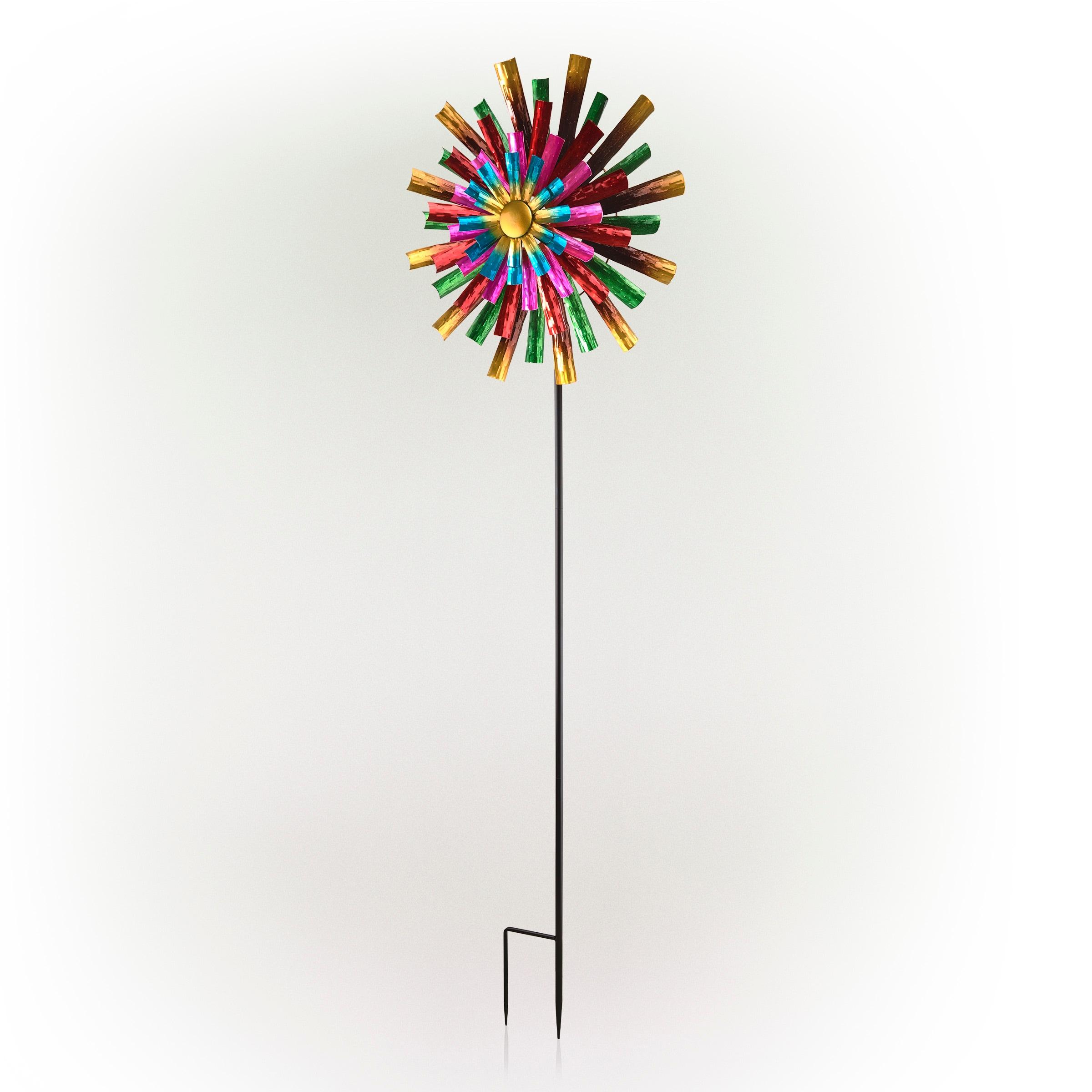 Alpine Corporation 81" Multicolor Iron Flowers Wind Spinner