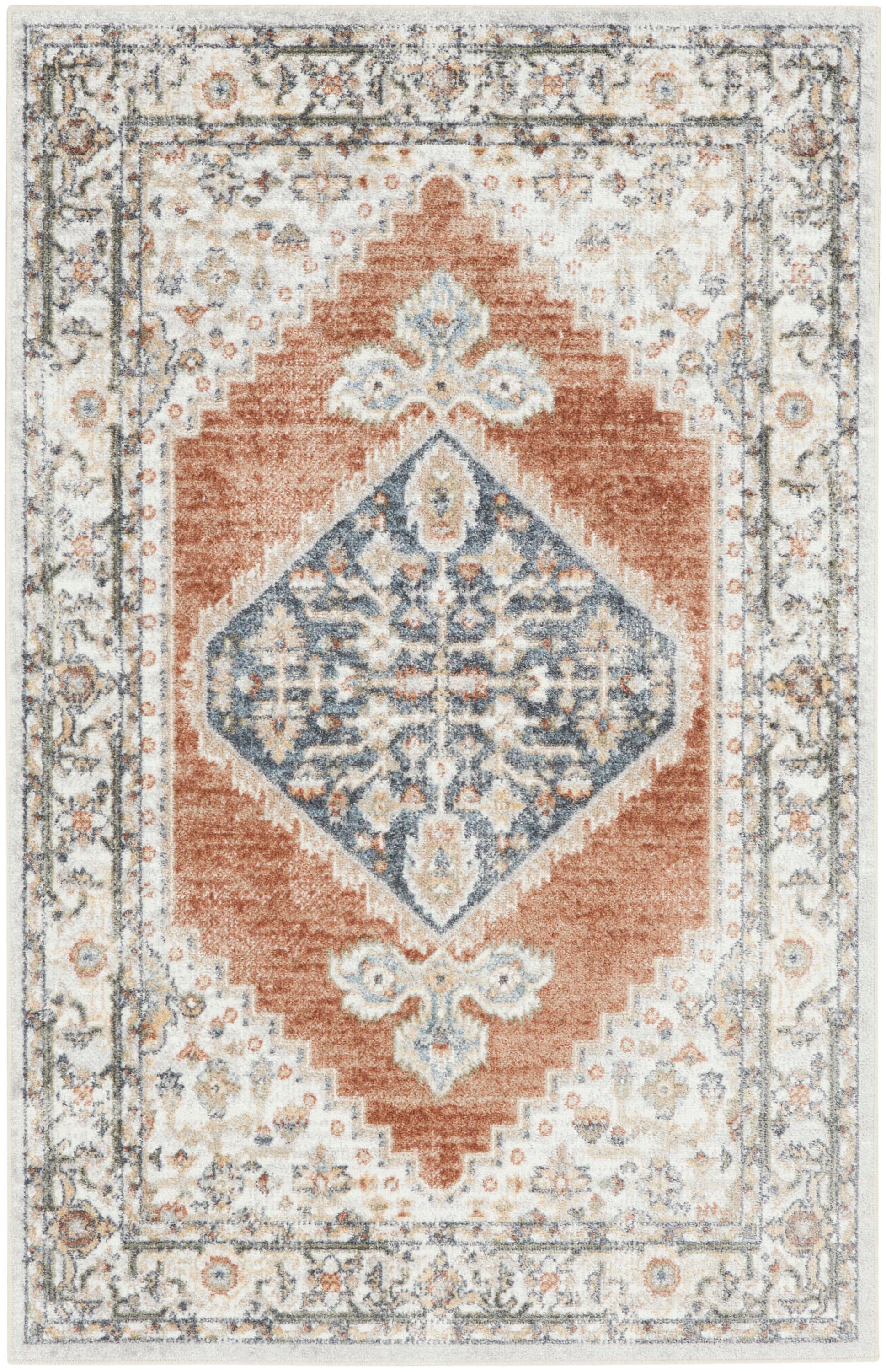 Nourison Astra Machine Washable Vintage Persian Indoor Rug Grey/Multi 4' x 6'