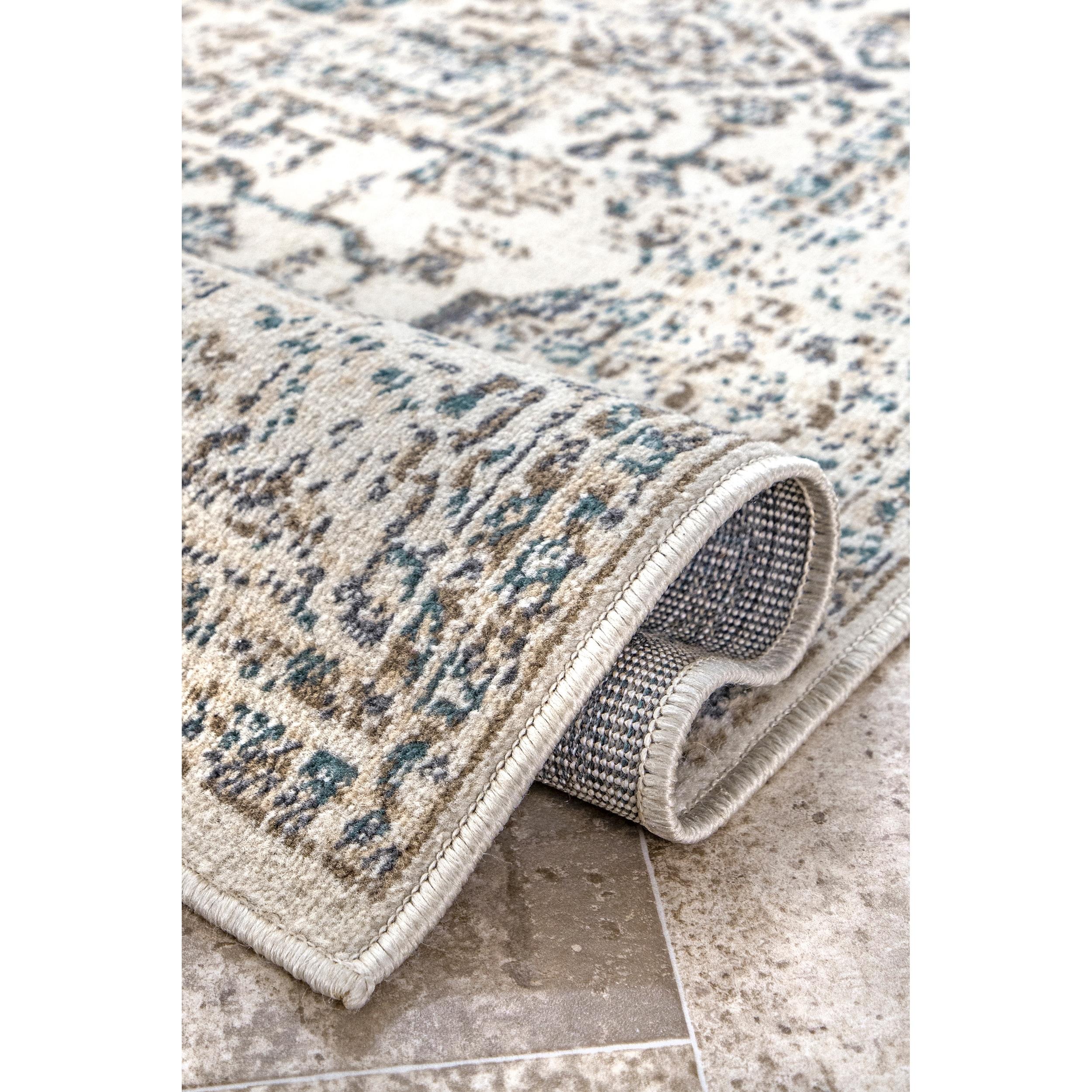 Nuloom Tanith Medallion 2x3 Accent Indoor Area Rug for Living Room Bedroom Dining Room Entryway Kitchen, Cream/Grey