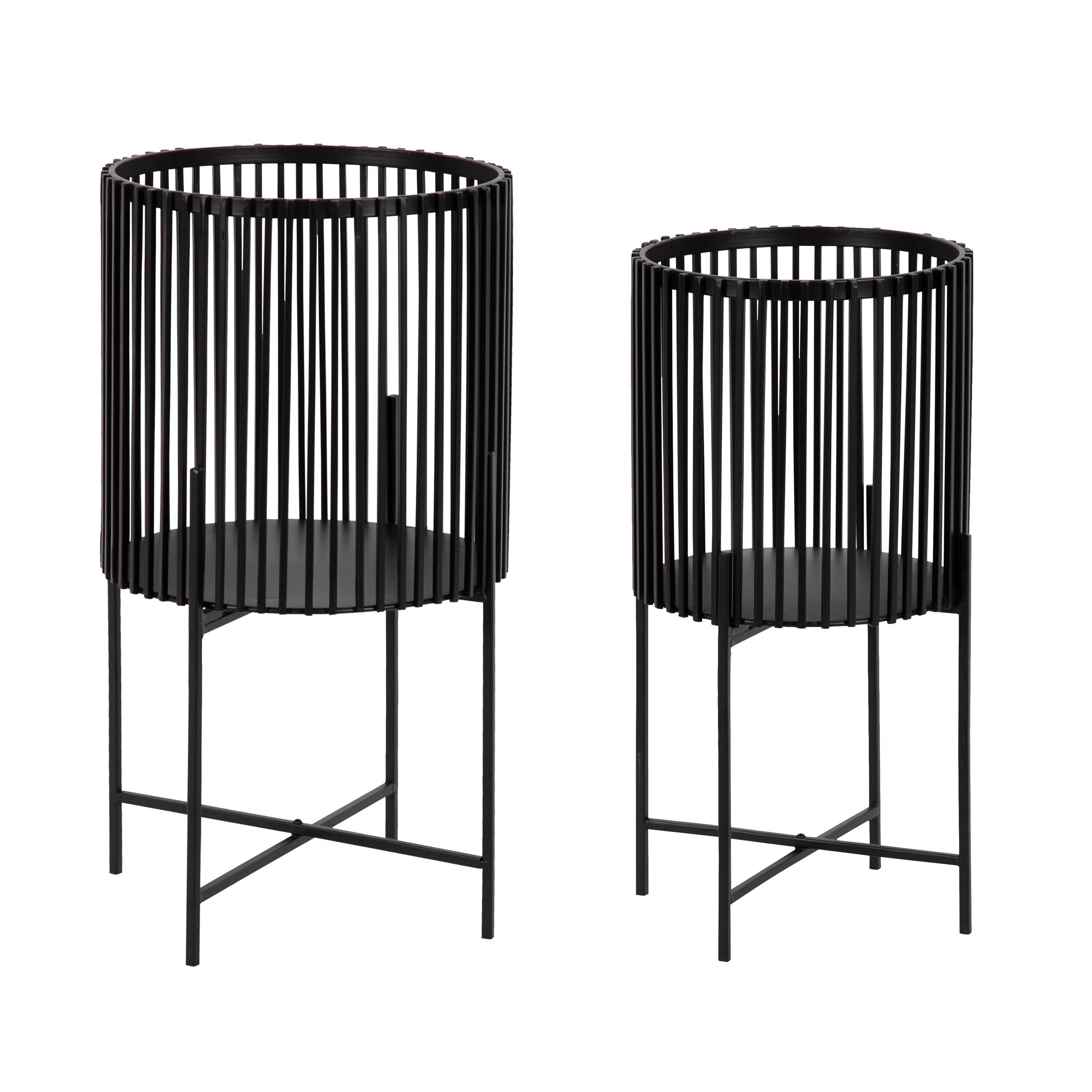 Kate and Laurel Paynter Round Metal Freestanding Planter, 2 Piece, Black