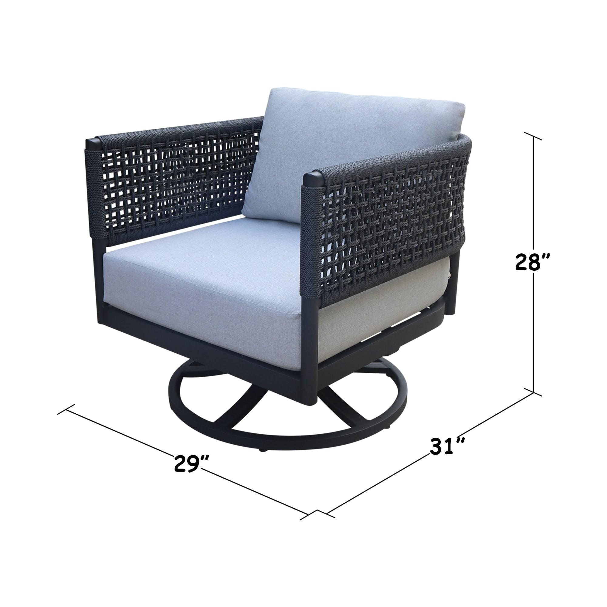 International Concepts 5pc Woven Abaca Rope Outdoor Patio Conversation Furniture Sets: Includes Rockers, Aluminum Frame