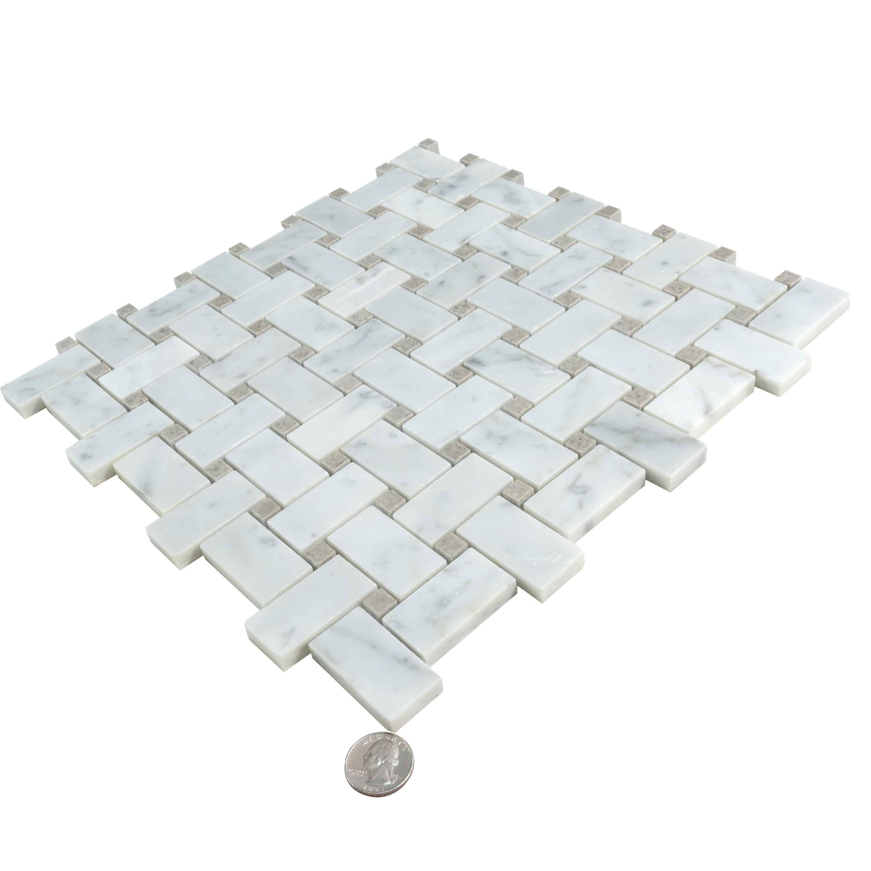 12" x 12" Natural Stone Basketweave Mosaic Wall & Floor Tile