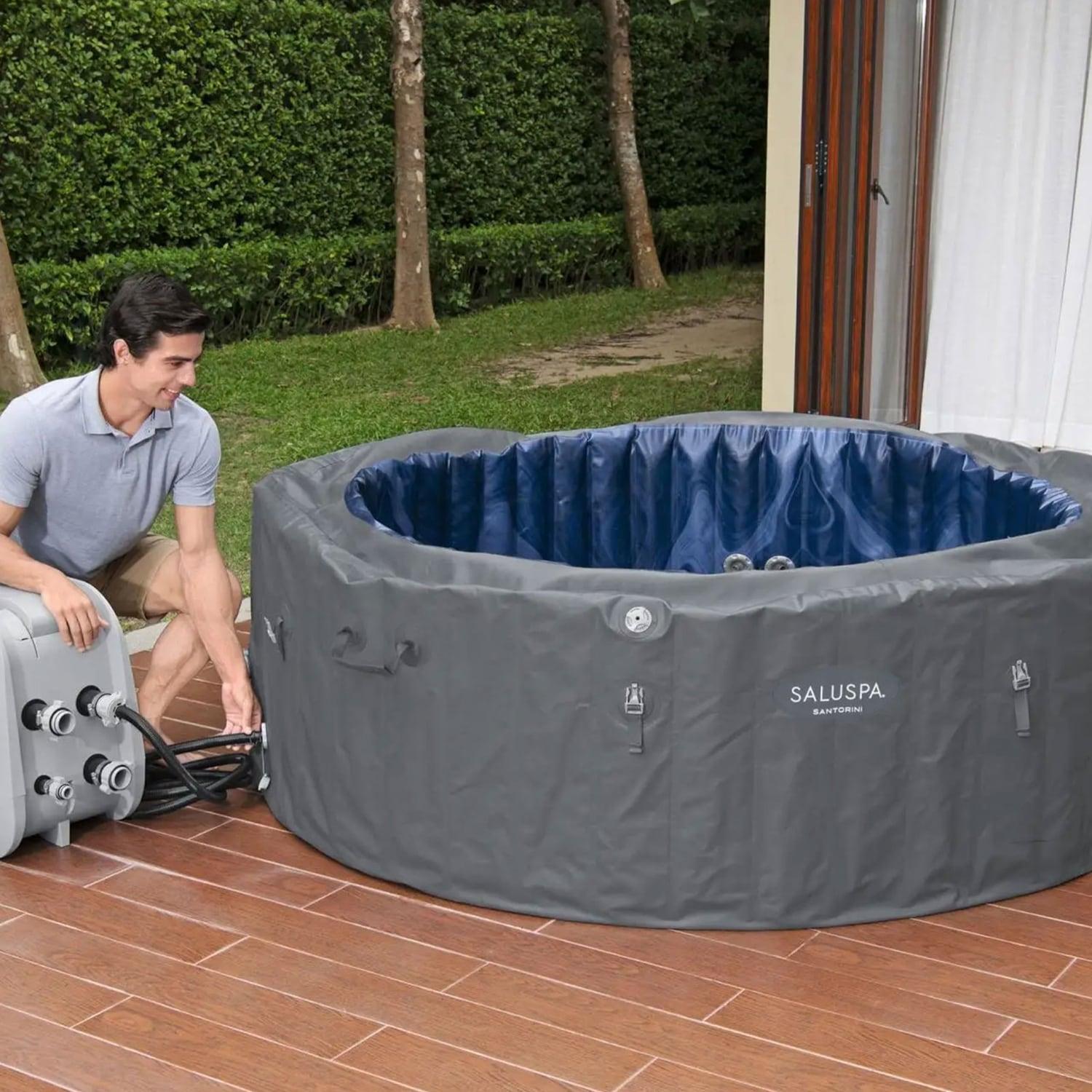Bestway SaluSpa Canopy with Santorini Inflatable Hot Tub w/ Pump #P09120