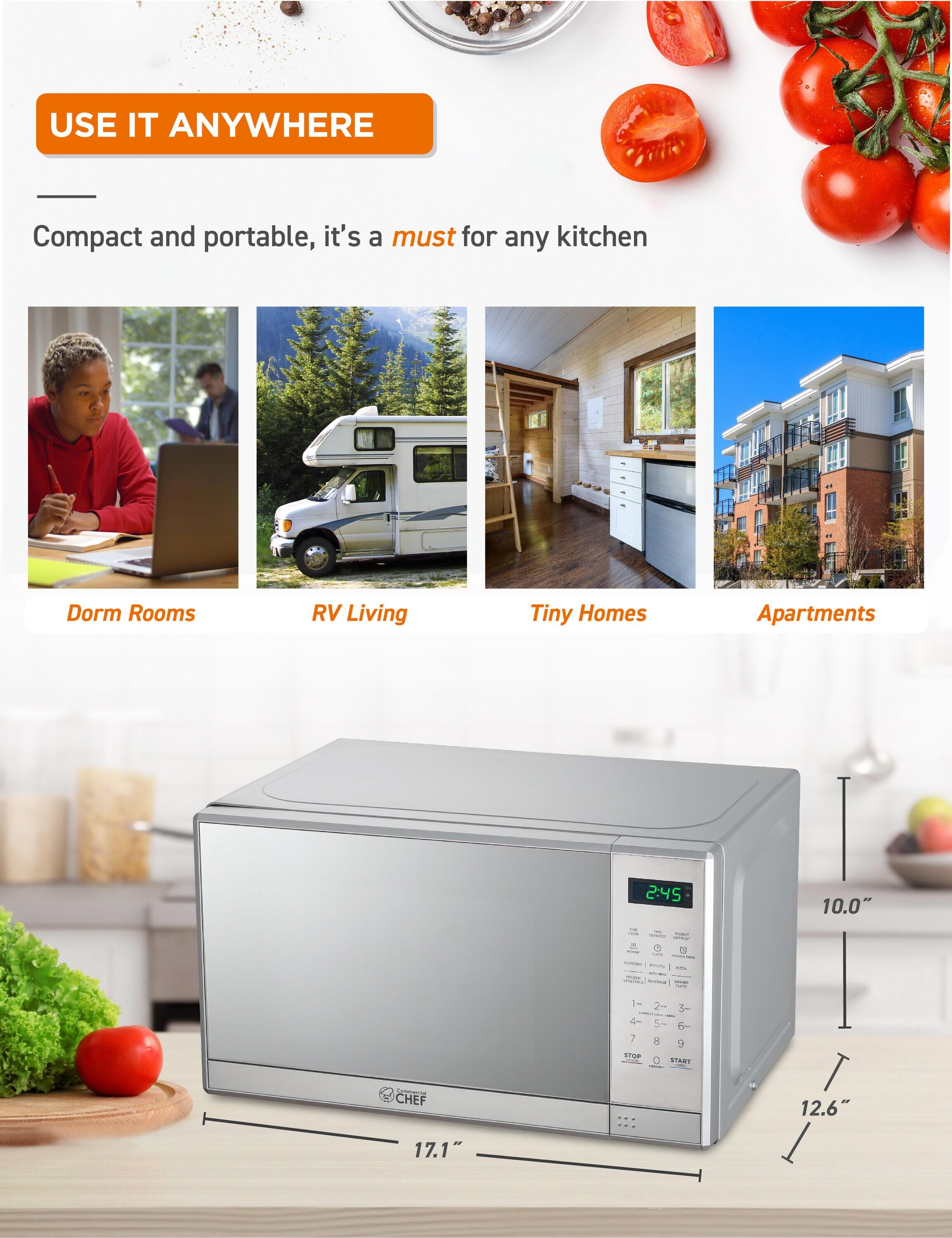 COMMERCIAL CHEF Countertop Microwave Oven 0.7 Cu. Ft. 700W, Stainless Steel