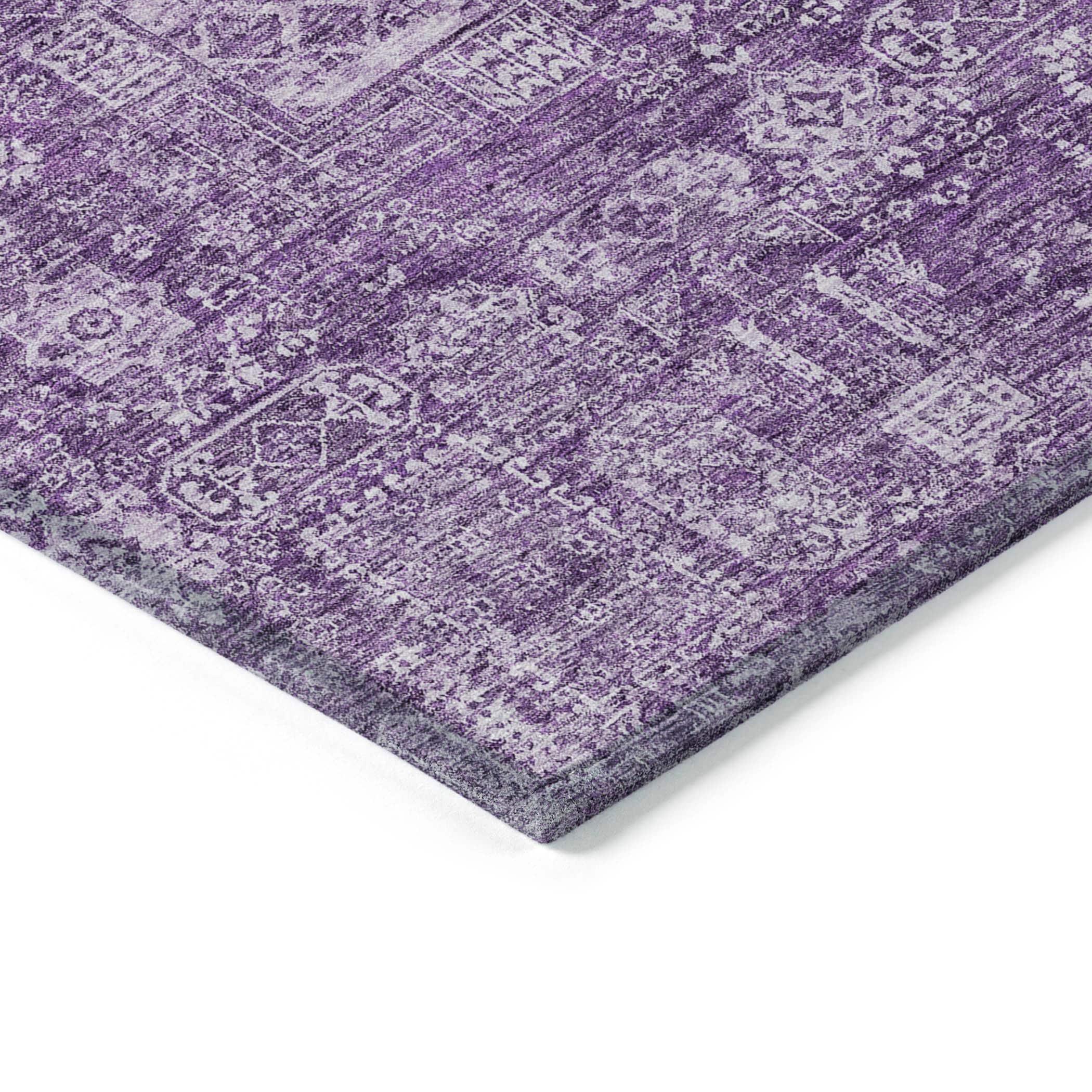 Purple Rectangular Machine Washable Synthetic Area Rug