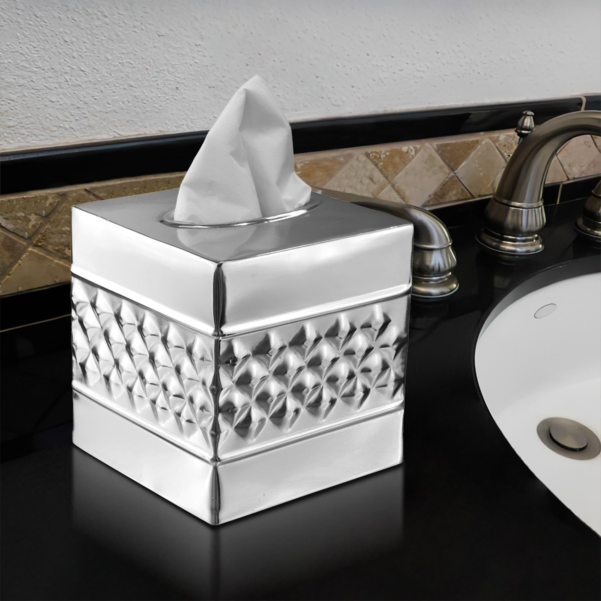 Monarch Abode Geometric Embossed Metal Tissue Box Cover