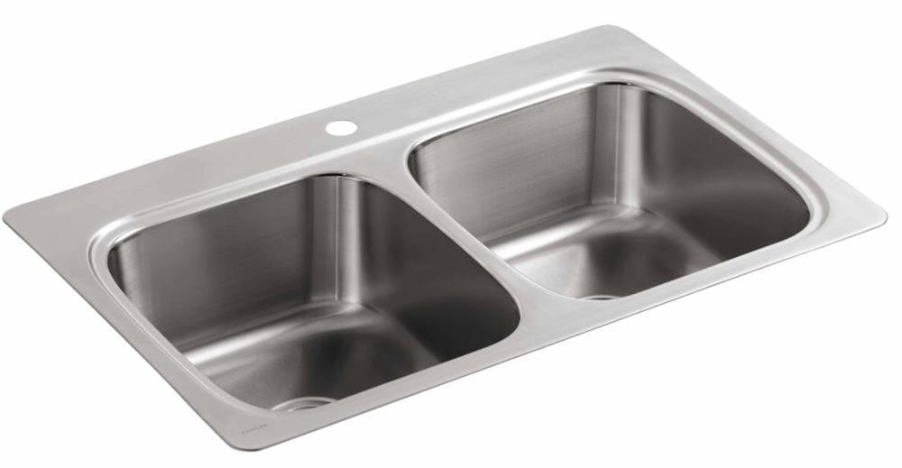 Verse Top-Mount Double-Equal Bowl Kitchen Sink with Single Faucet Hole