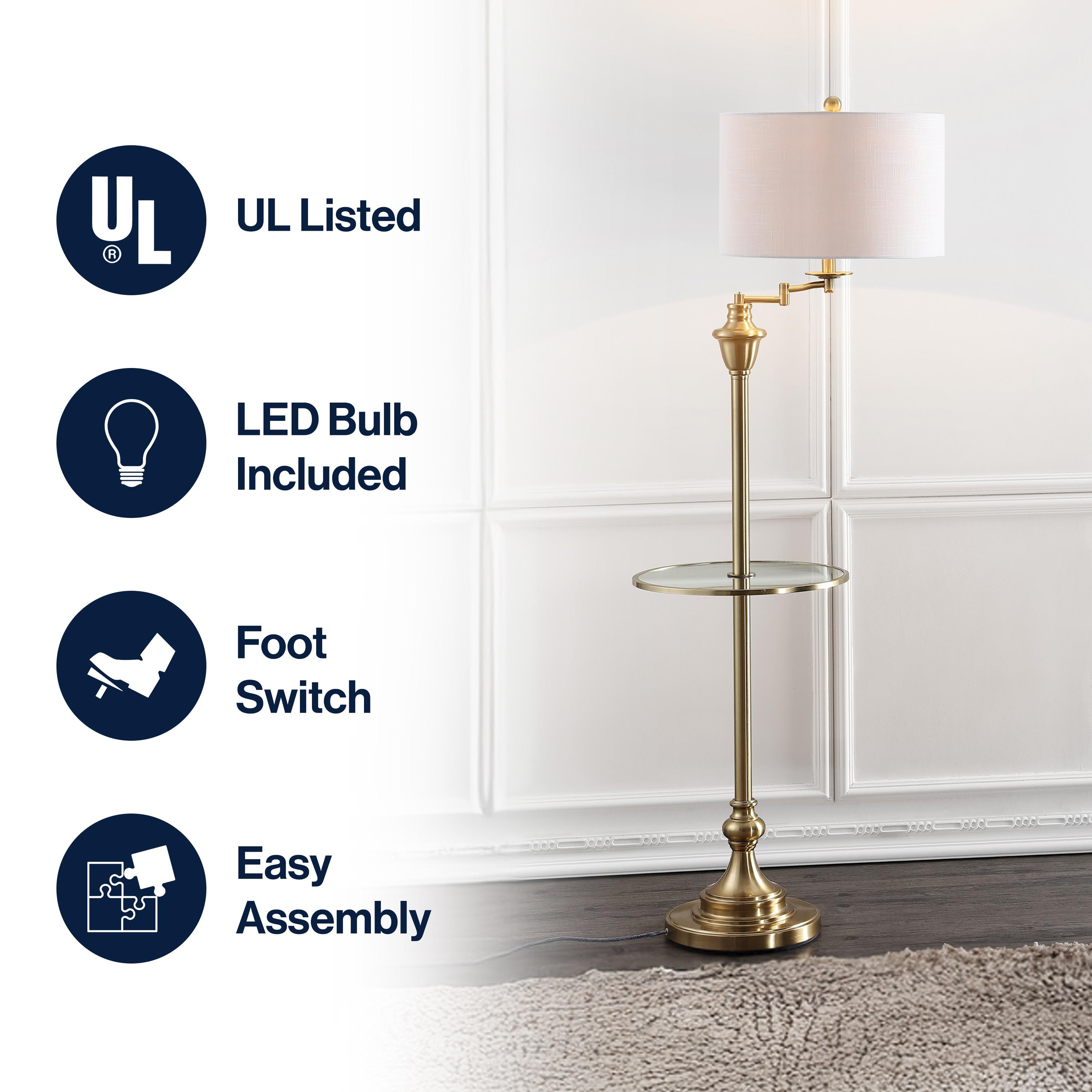 Rephen 60'' Black LED Swing Arm Floor Lamp with USB
