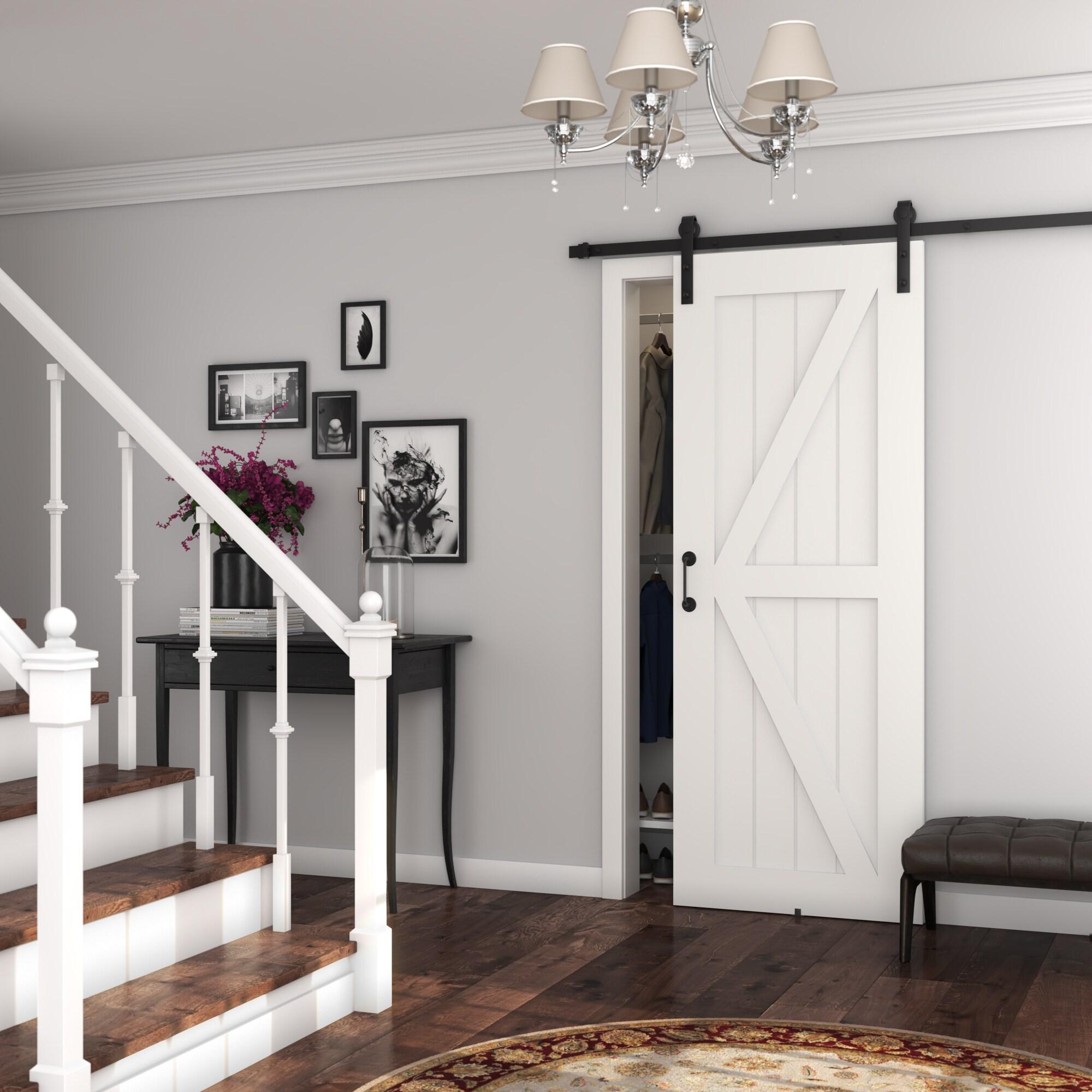 EightDoors 72-in. Matte Black Barn Door Hardware Kit