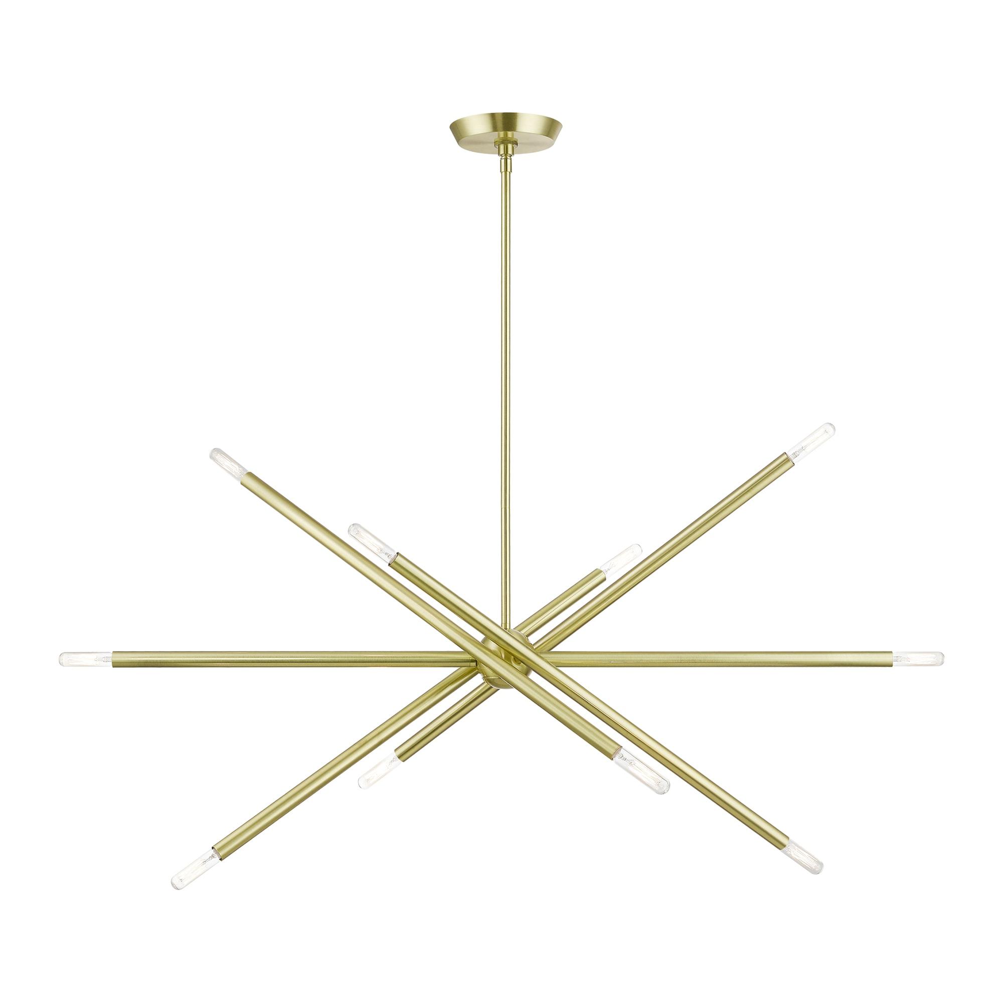 Soho Satin Brass 10-Light Sputnik Linear Chandelier