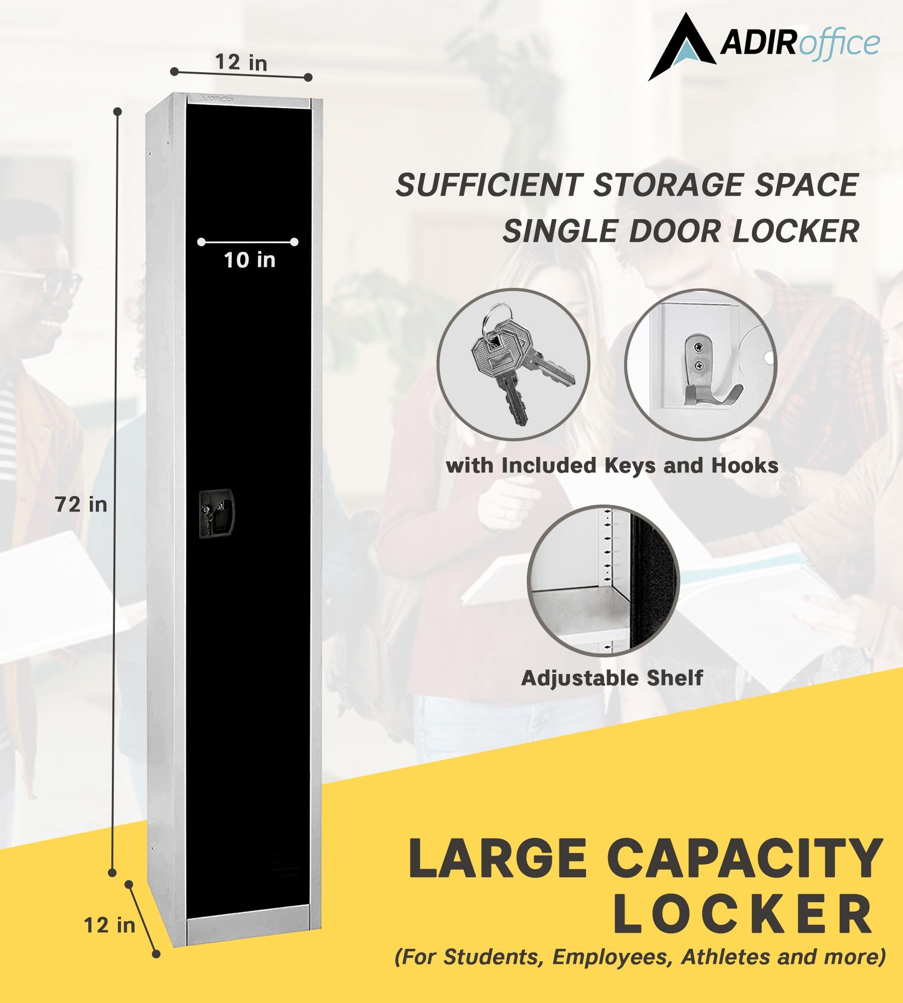 AdirOffice 12'' Wide Steel 1-Tier School and Gym Locker (Set of 2)