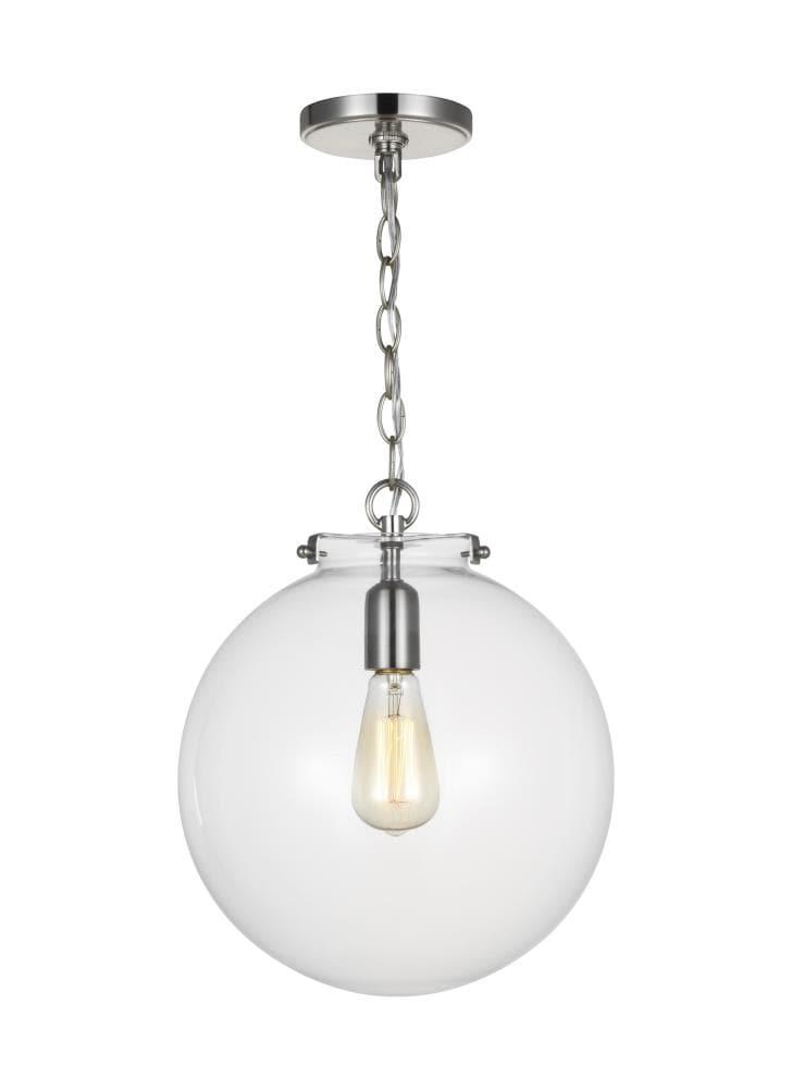 Kate 12" Clear Glass Globe Pendant in Brushed Nickel