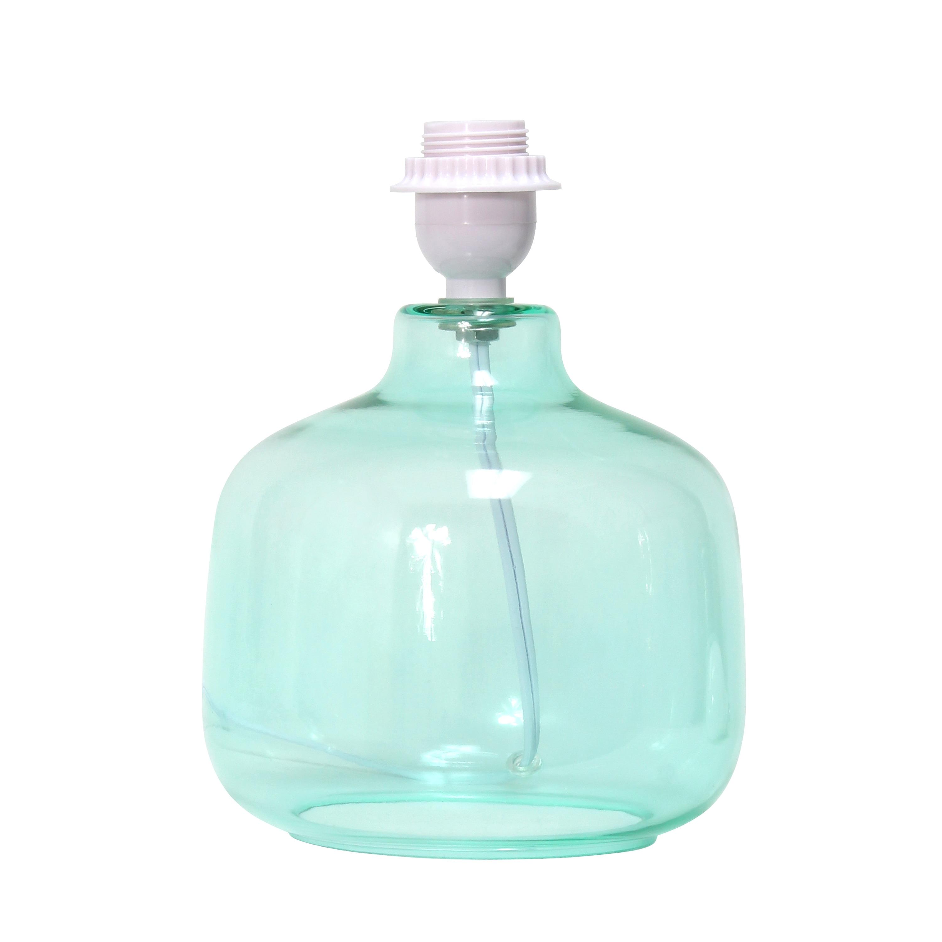 Glass Table Lamp with Fabric Shade Aqua - Simple Designs: Modern Bedside, No Assembly Required