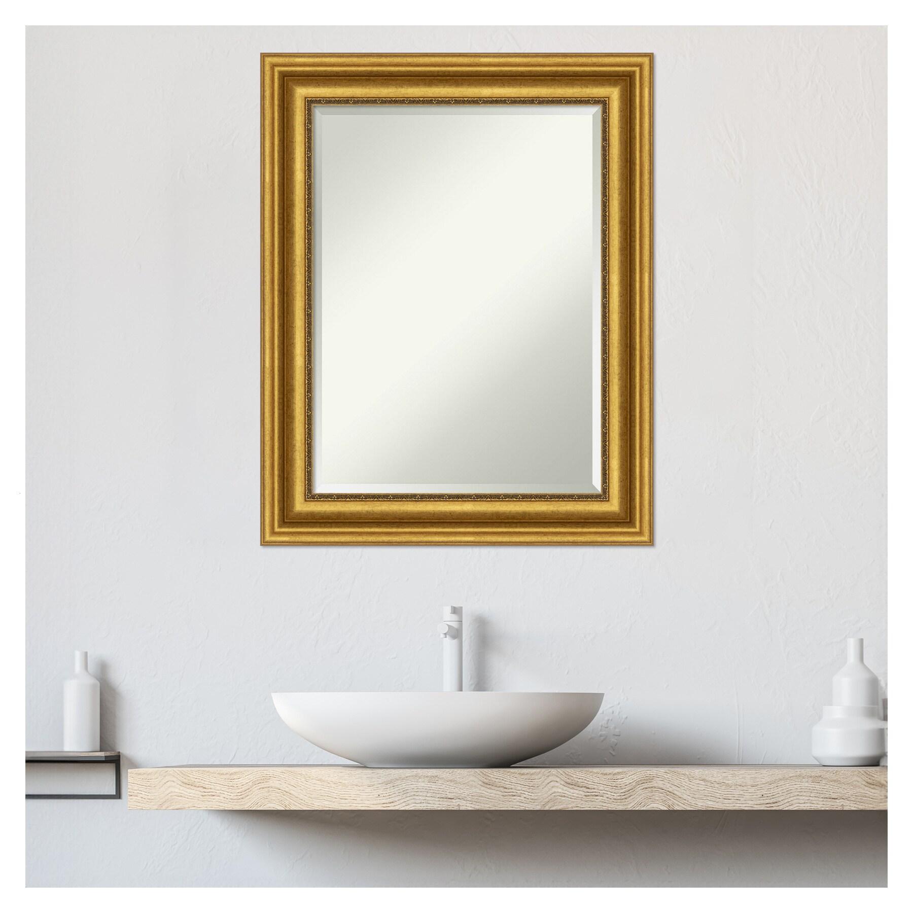 Parlor Gold Rectangular Beveled Bathroom Vanity Mirror