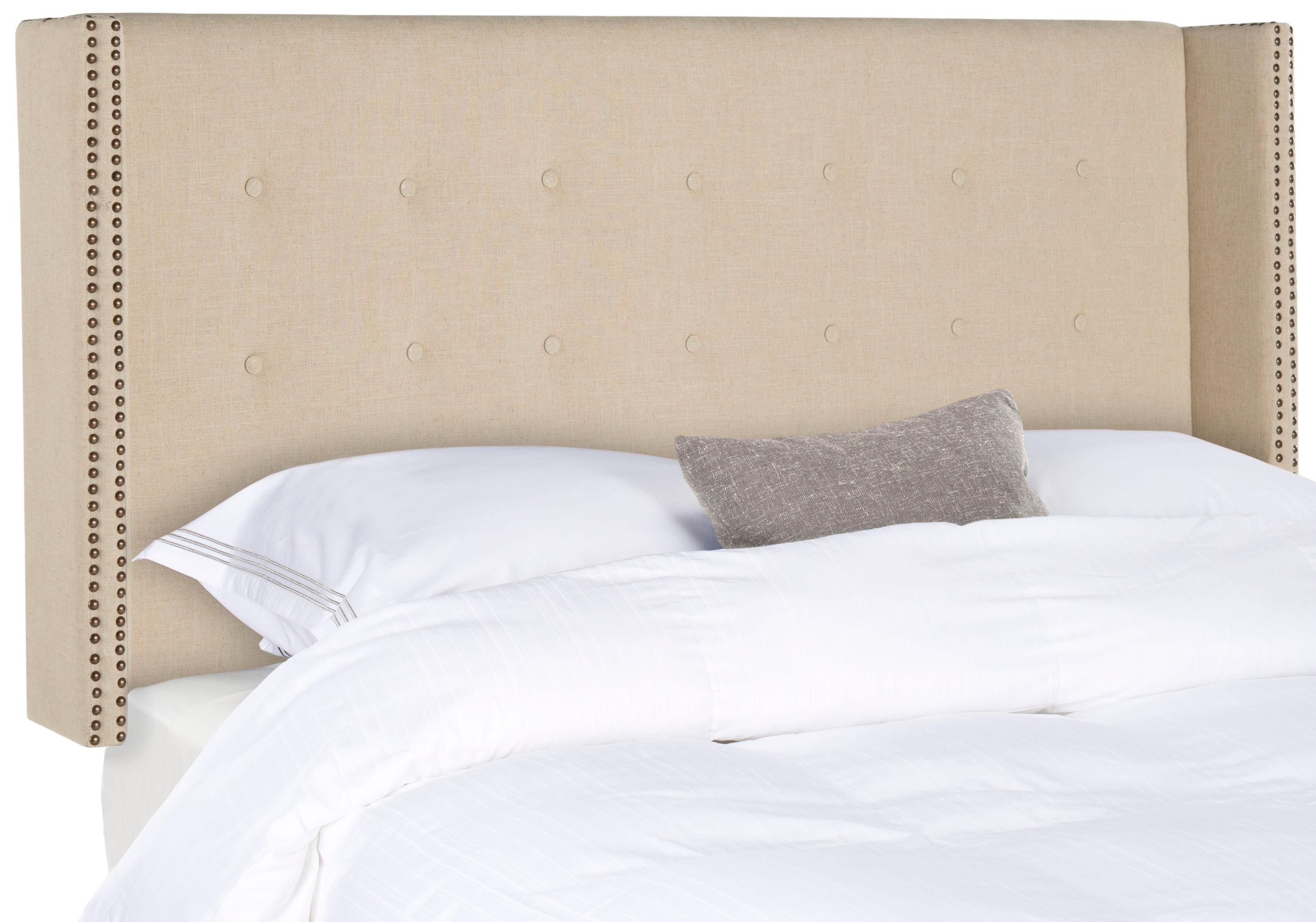 SAFAVIEH Keegan Winged Tufted Headboard with Nail Heads, Full, Hemp