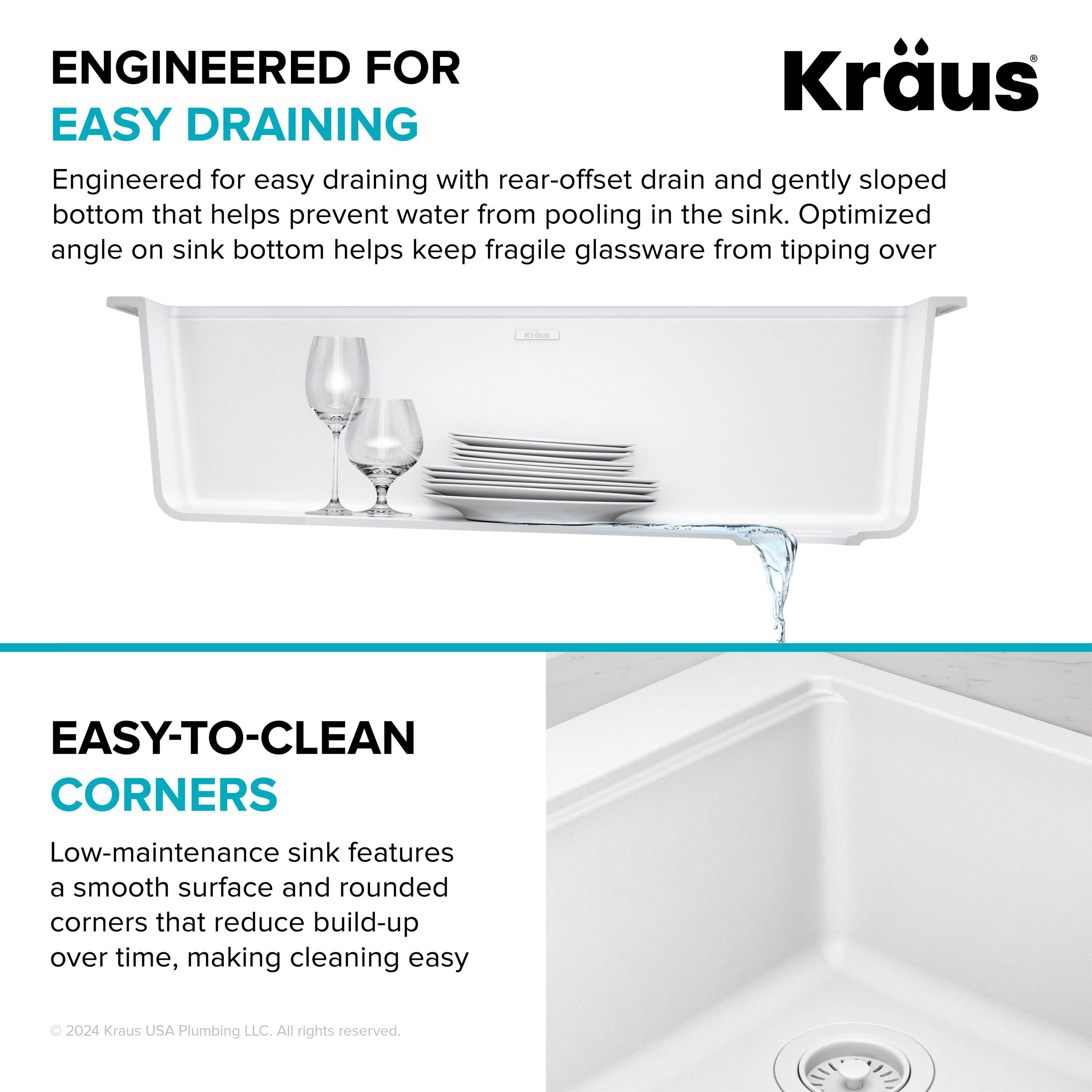 KRAUS Bellucci 33” Workstation Drop In Retrofit Farmhouse Single Bowl Granite Kitchen Sink With Accessories