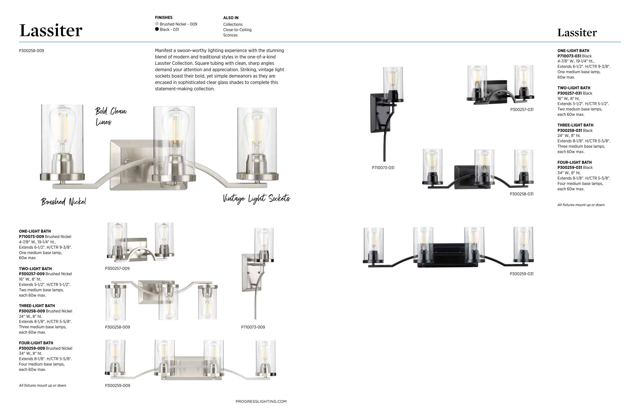 Progress Lighting Lassiter 3-Light Foyer Brushed Nickel Pendant with Clear Glass Shades