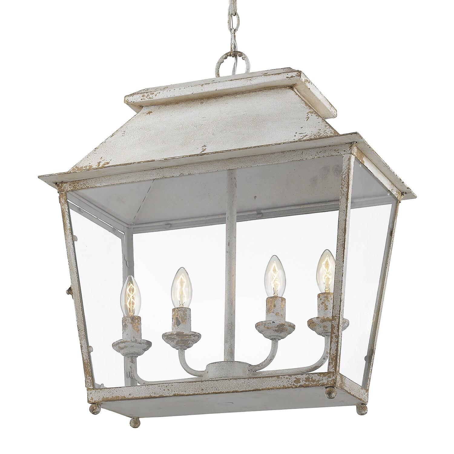 Golden Lighting Abingdon 4-Light Pendant in Antique Ivory with Clear Glass