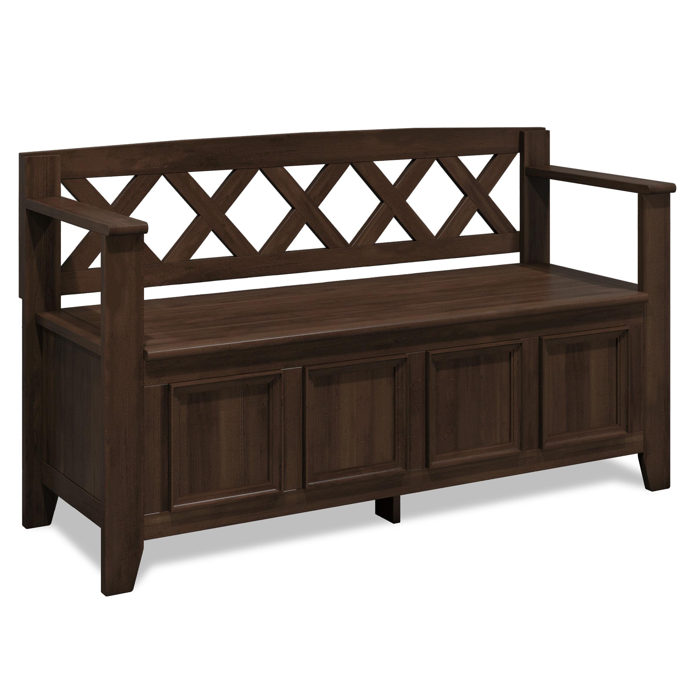 Simpli Home Amherst 48"W Solid Wood Entryway Storage Bench with Lift-Top Lid and Dual Compartments