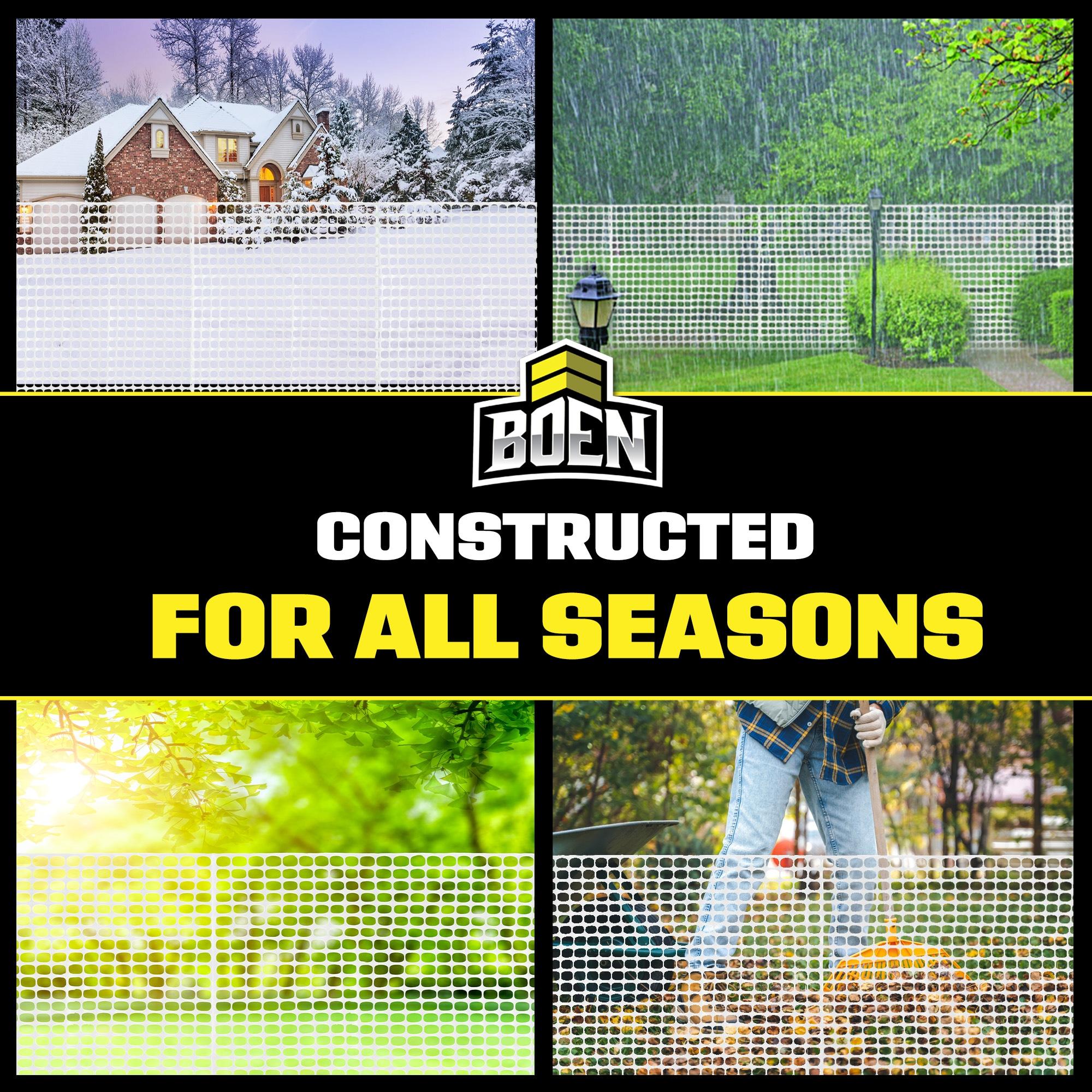 BOEN 4' x 50' White Temporary Fencing, Mesh Snow Fence, Plastic, Safety Garden Netting, Above Ground Barrier, for Deer, Kids, Swimming Pool, Silt, Lawn, Rabbits, Poultry, Dogs