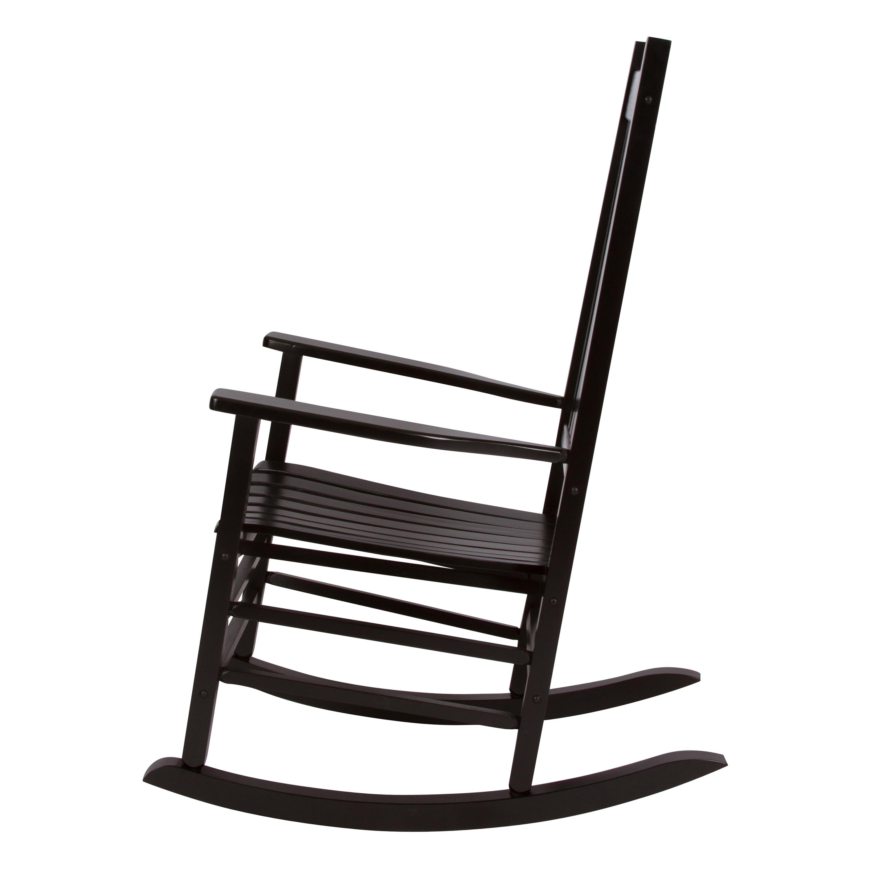 Shine Company Vermont Porch Rocker, High Back Wood Rocking Chair, Black