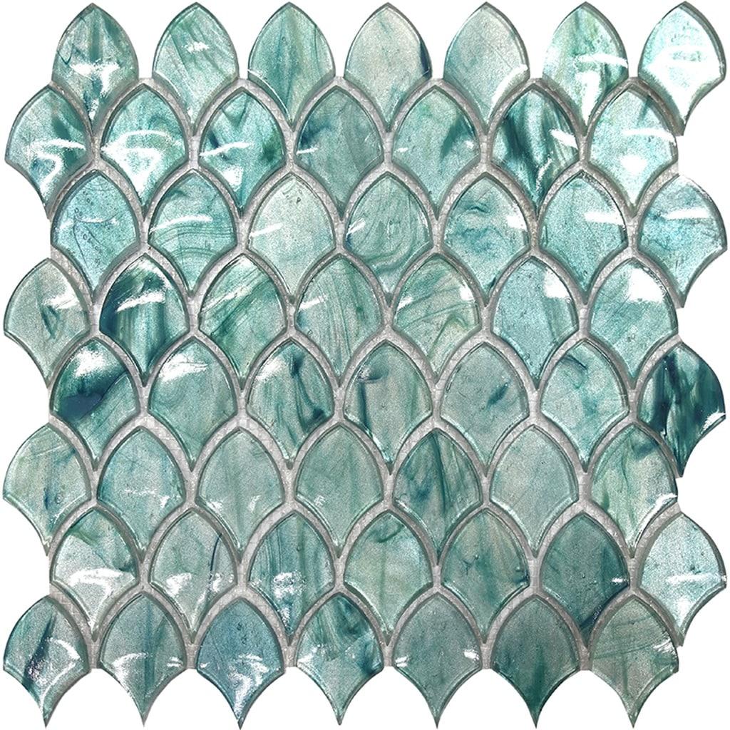 Majeste 0.5" x 2" Glass Fish Scale Mosaic Wall & Floor Tile