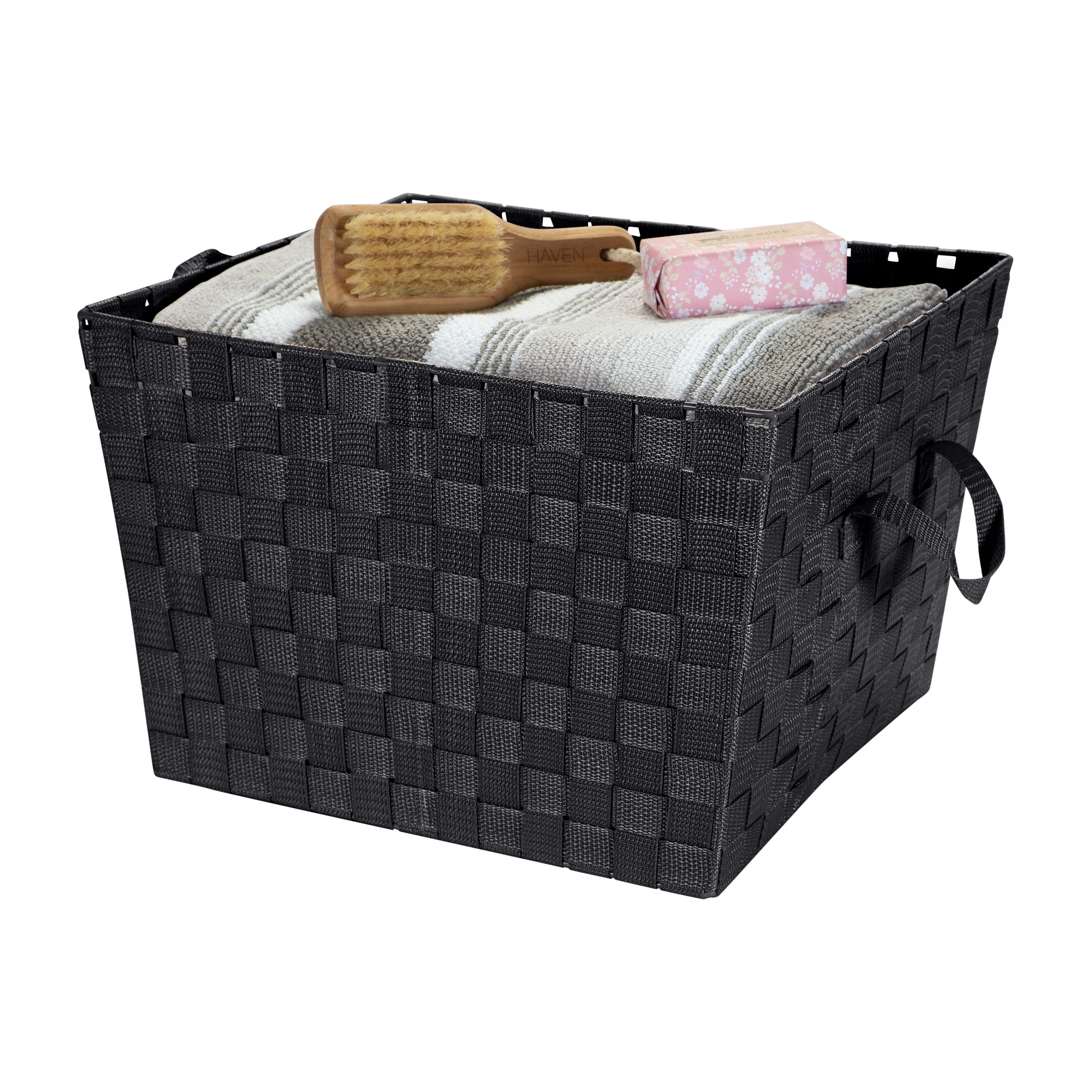 Simplify Large Woven Fabric Storage Basket in Black