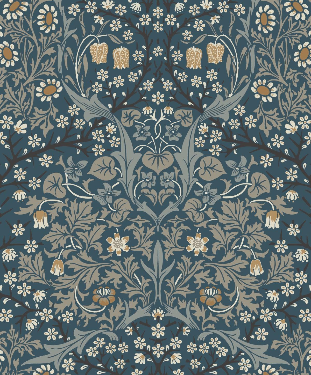 NextWall  Victorian Garden Floral Peel and Stick Wallpaper 20.9 in. W x 18 ft. L - Aegean Blue & Warm Stone