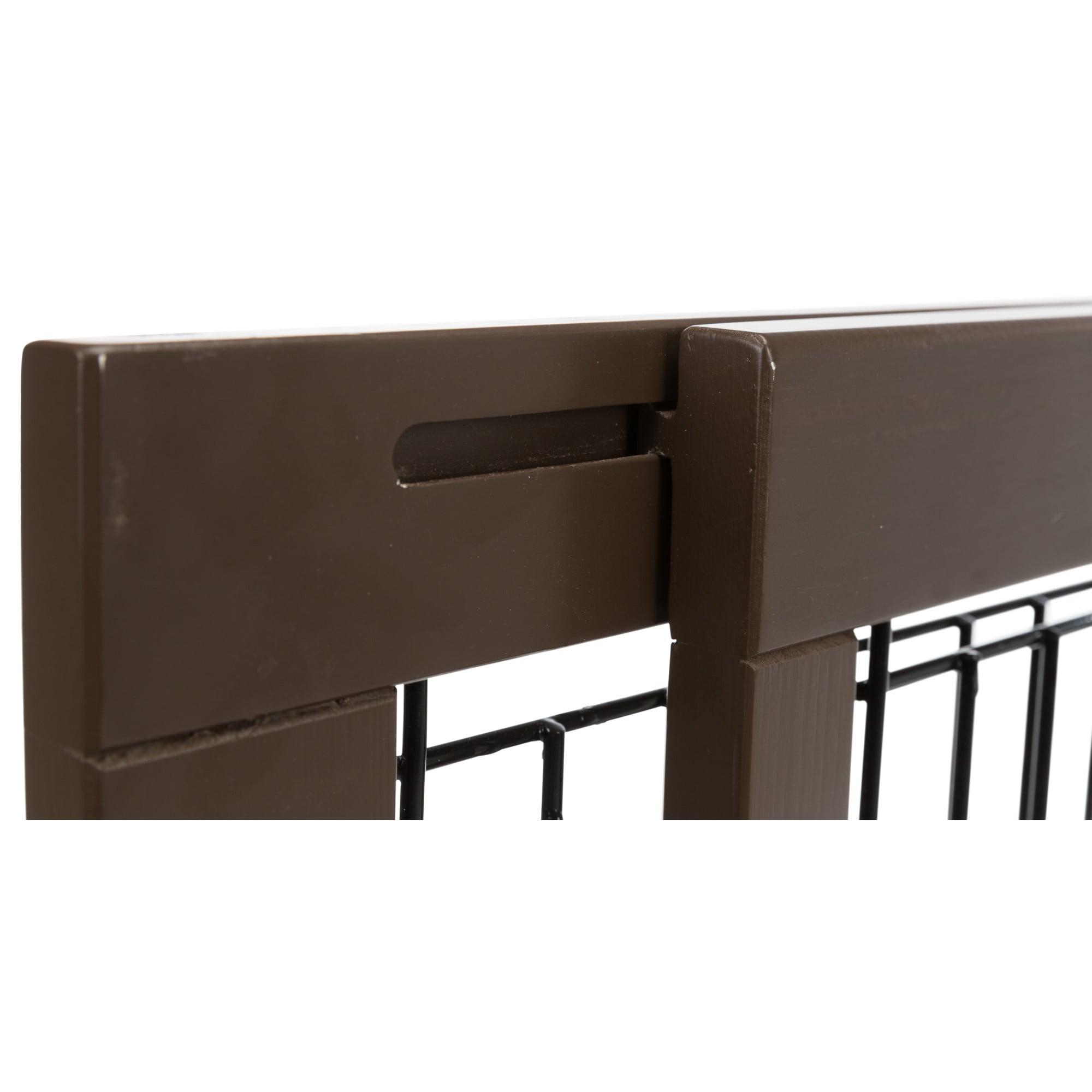 TRIXIE Adjustable Wooden Freestanding Pet Gate, 24" Tall Step Over, Expands to 42.5", Pet Barrier