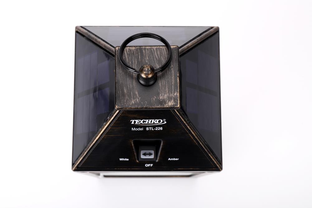 Techko 12.88 Outdoor Vintage Solar LED Lantern with Auto Dawn-to-Dusk Sensor