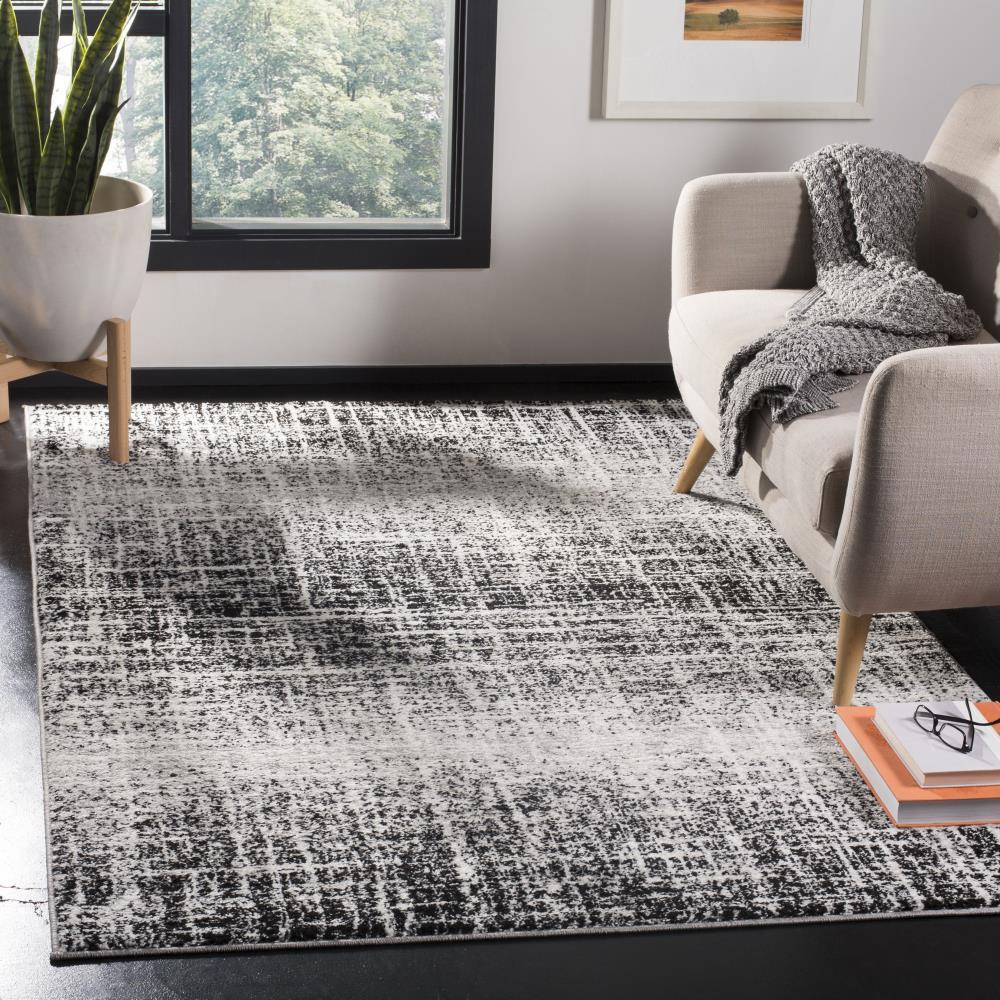 Adirondack ADR116 Machine Made Indoor Area Rug - Ivory/Black - 4'x4' - Safavieh