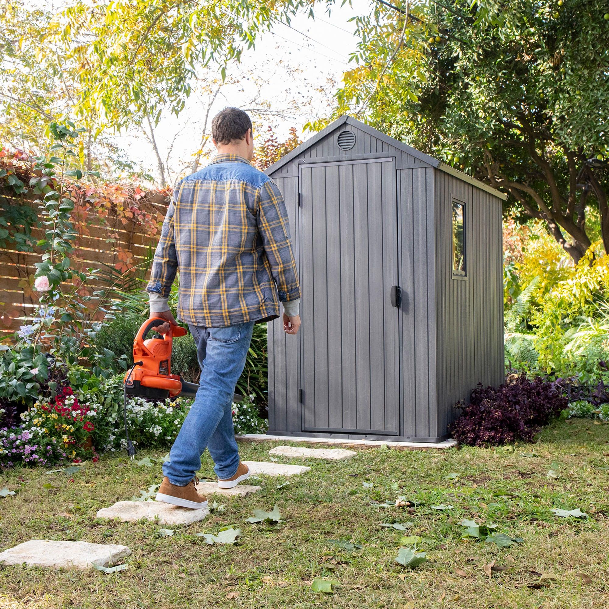 Darwin 4 ft. W x 6 ft. D Durable Resin Outdoor Storage Shed With Floor and Window for Garden Patio Furniture and Tools, Grey