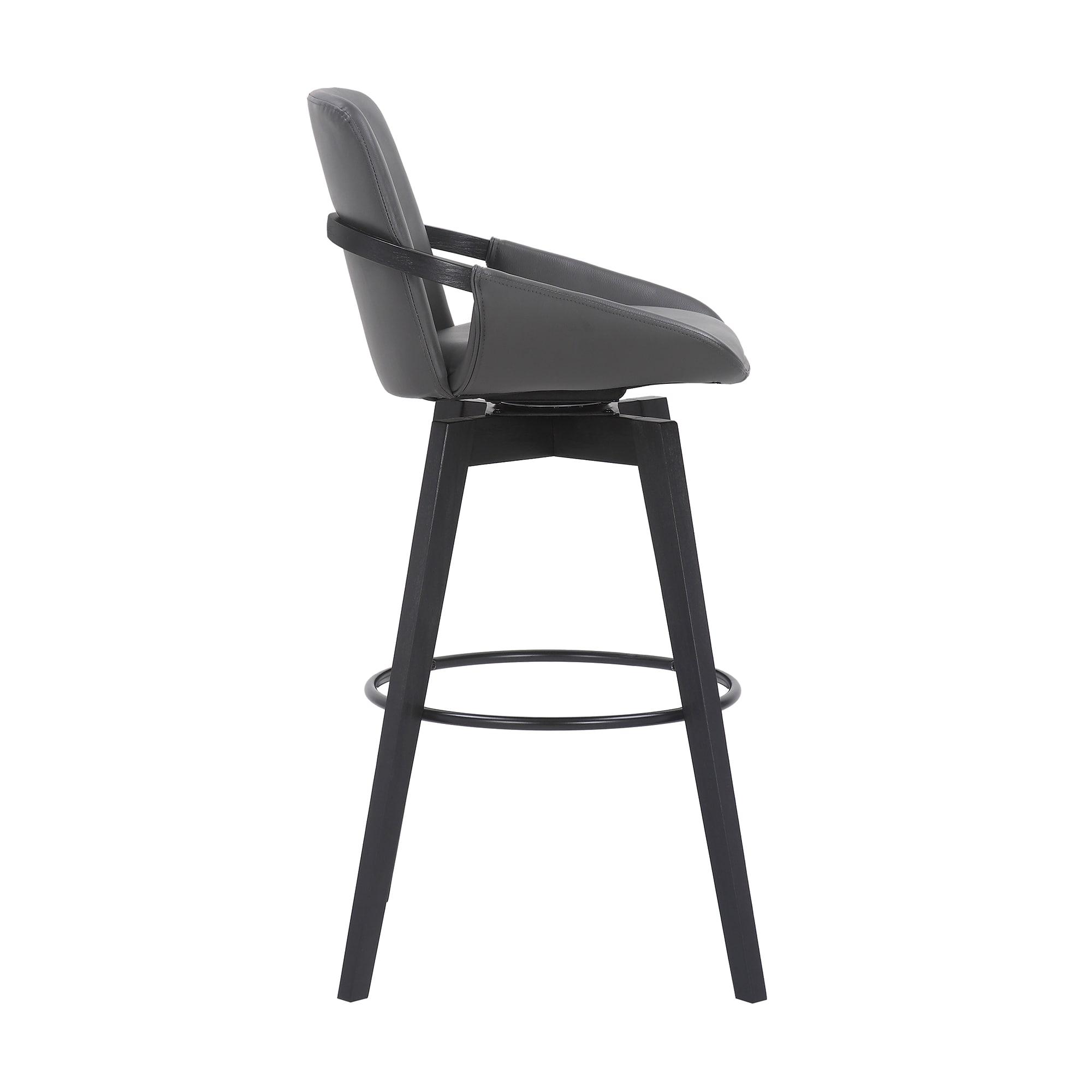 30" Baylor Faux Leather Wood Swivel Barstool Gray/Black - Armen Living