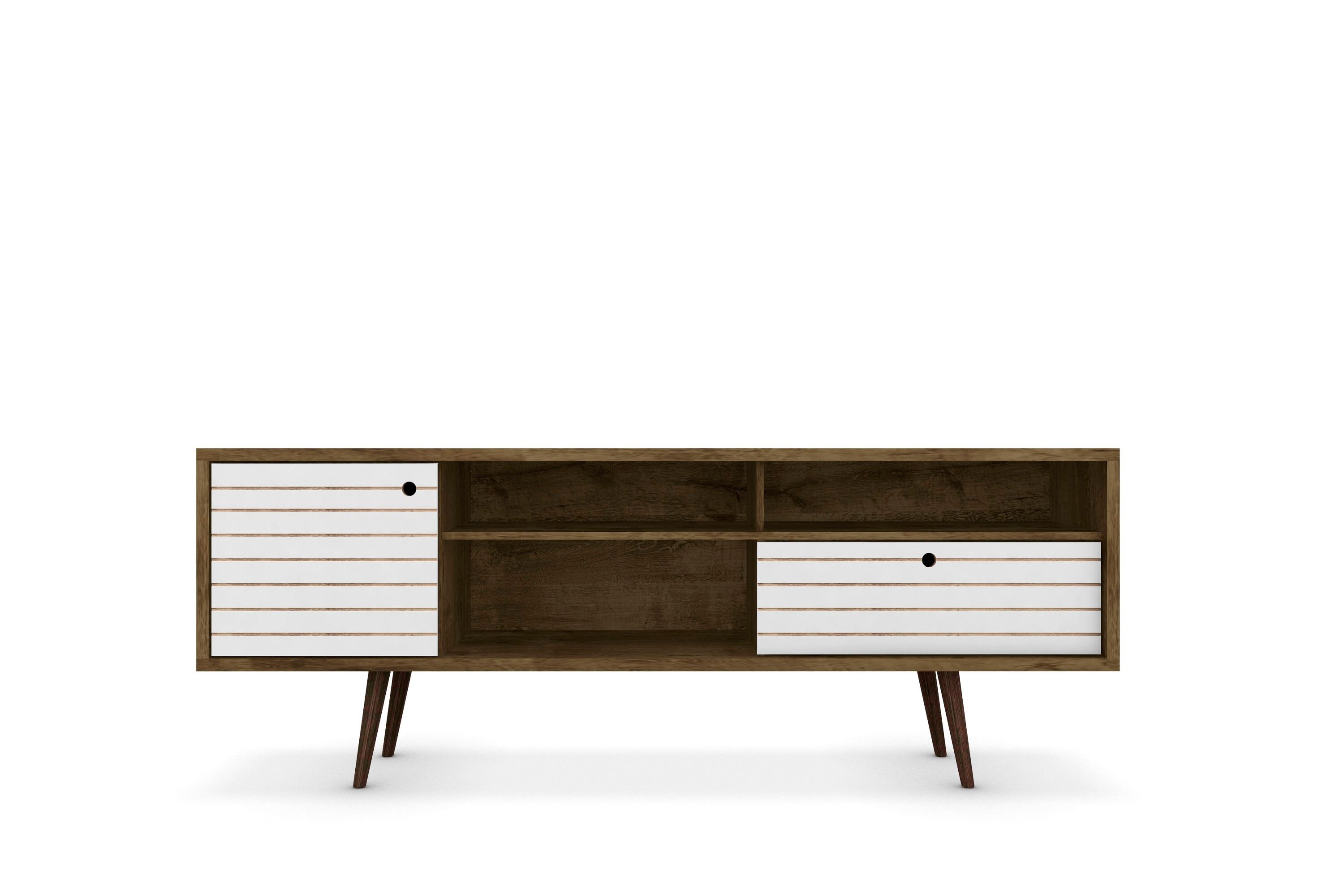 Liberty 70.86" Mid-Century Modern TV Stand with 4 Shelving Spaces and 1 Drawer  with Solid Wood Legs