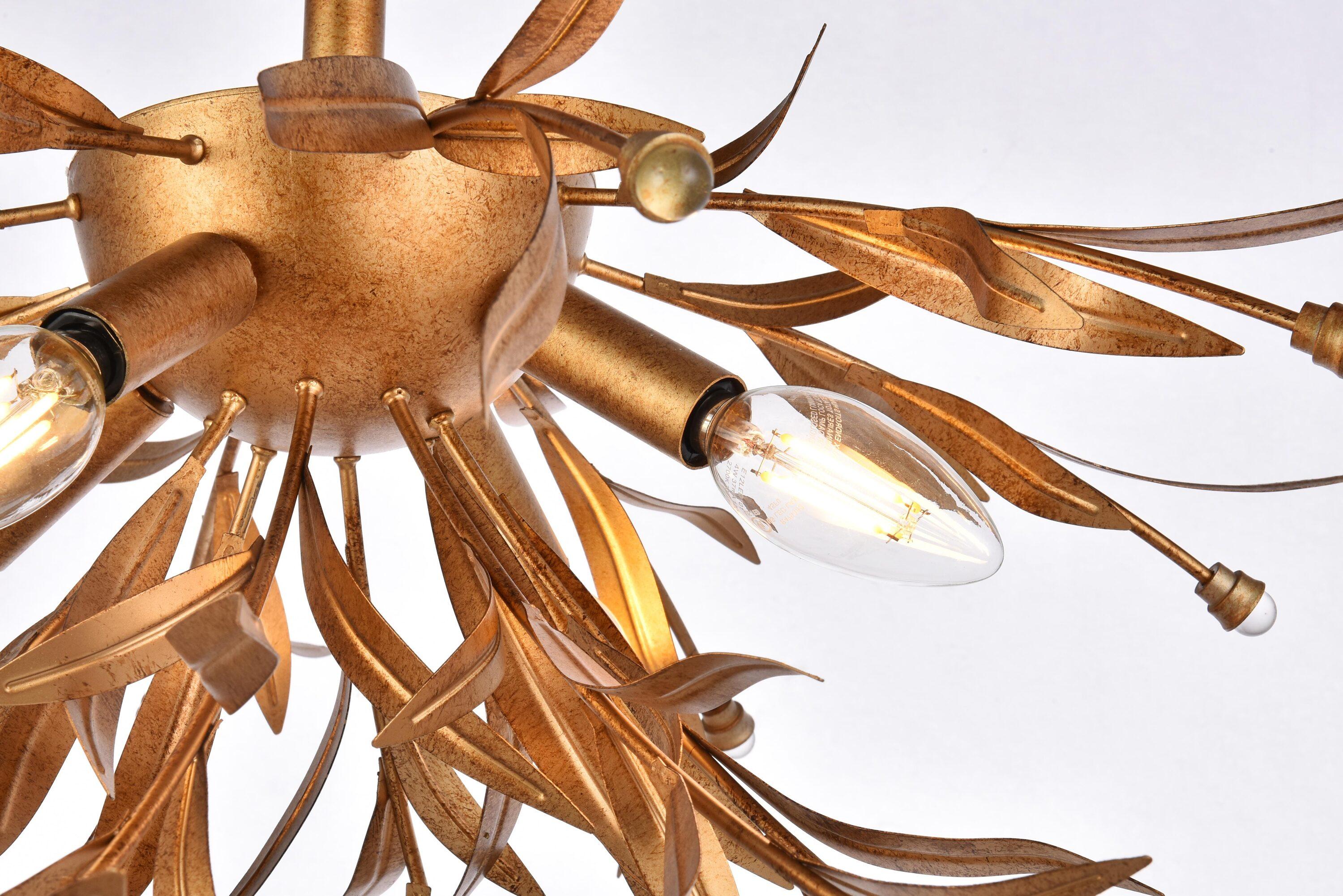 Elegant Lighting Priscilla 18.5 inch flush mount in gold leaf