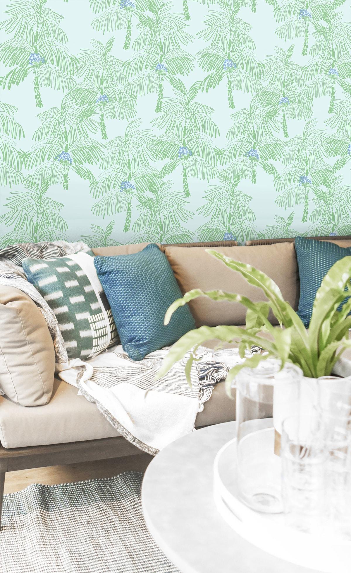 NextWall  Palm Beach Peel and Stick Wallpaper Baby Blue & Seafoam