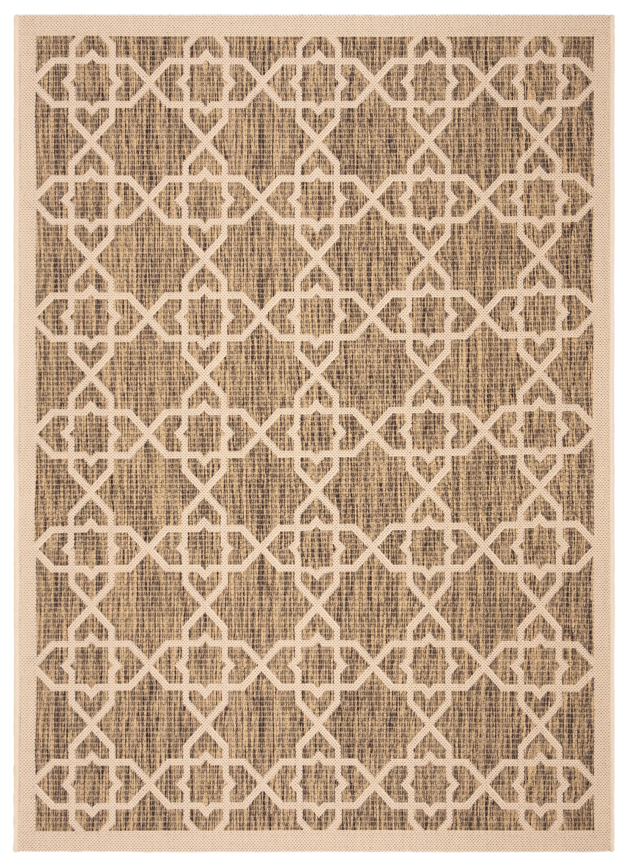 Courtyard CY6032 Power Loomed Indoor and Outdoor Area Rug - Brown/Beige - 4'x5'7" - Safavieh