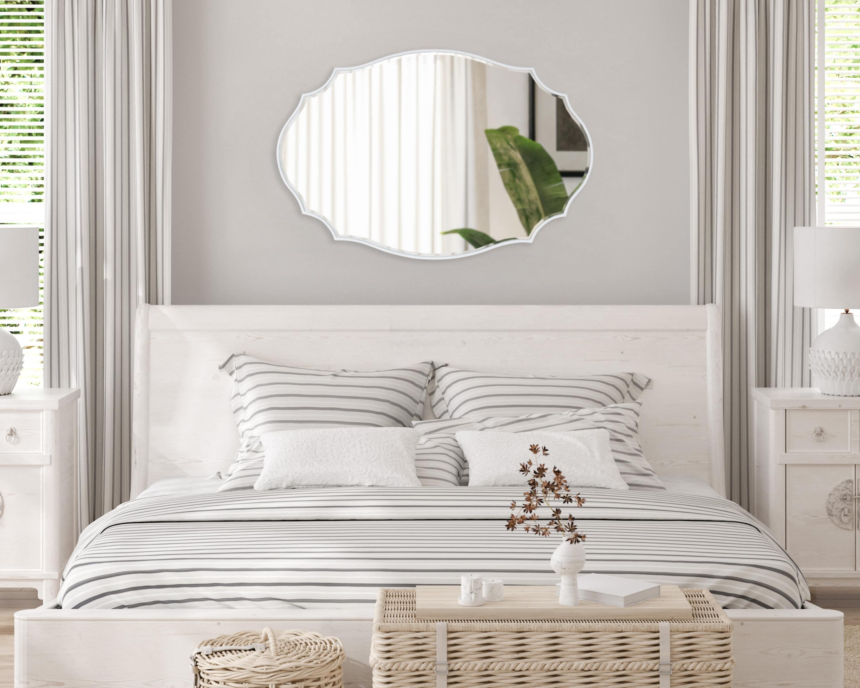 24" x 36" Leanna Scallop Wall Mirror White - Kate & Laurel All Things Decor: Modern Oval Framed, No Assembly Required