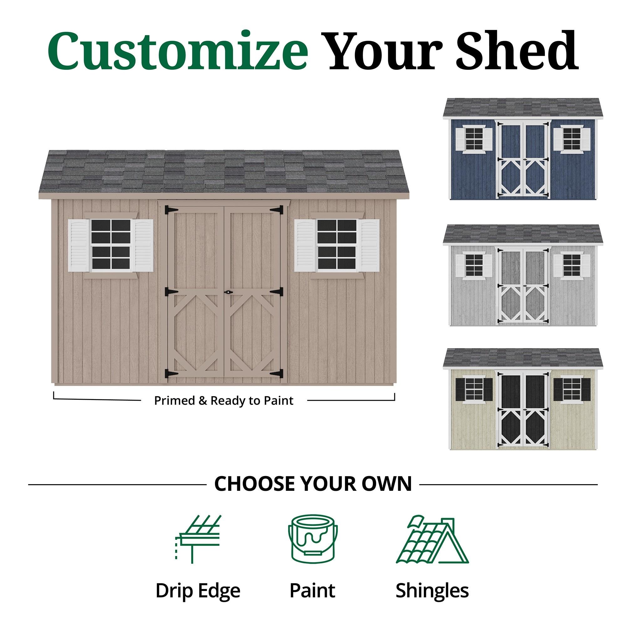 Little Cottage Co. 8x12 Classic Workshop Shed with Operable Windows and Floor, Outdoor Wood Storage Do-It-Yourself Precut Kit