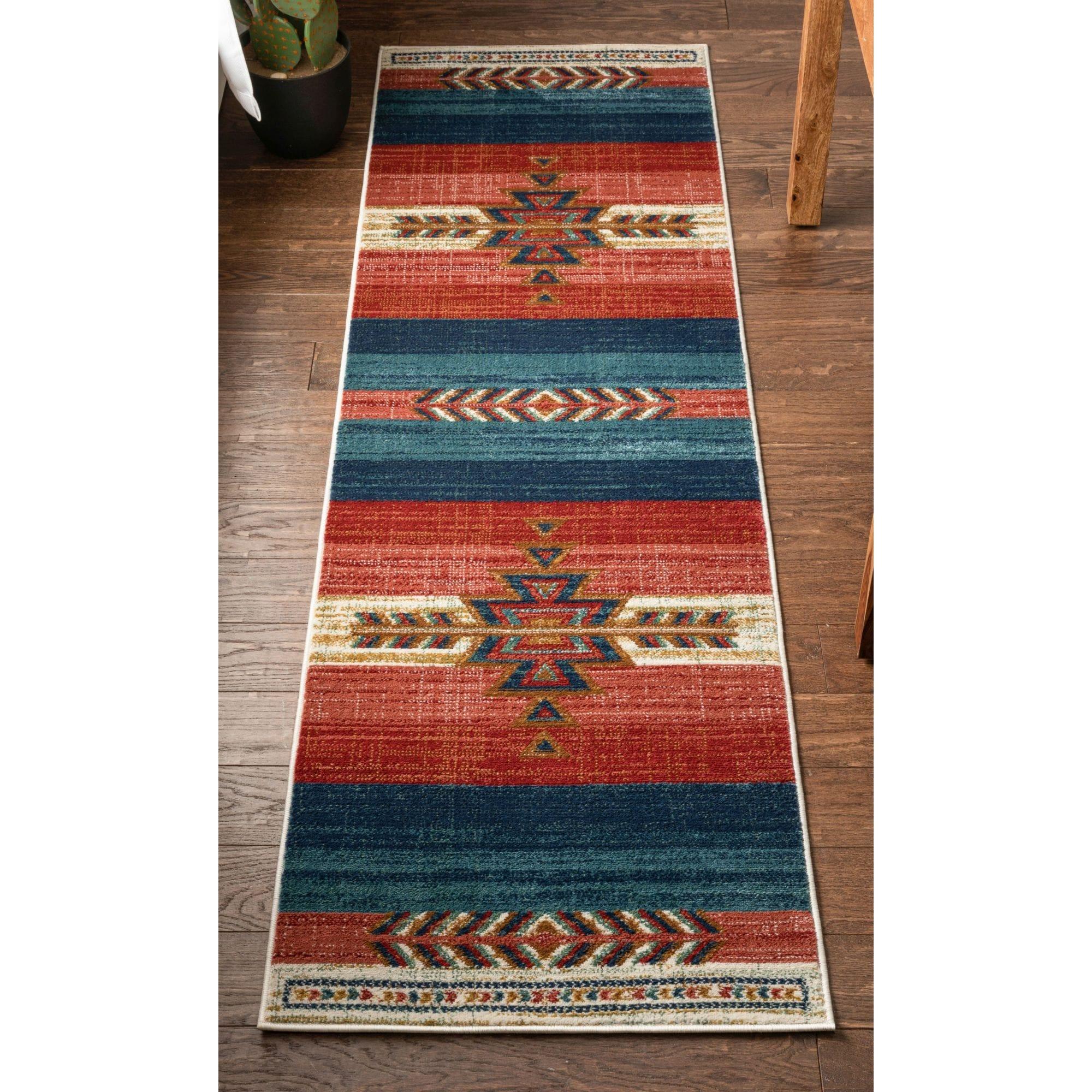 Union Rustic Crimson Southwestern Medallion Tribal Pattern Area Rug