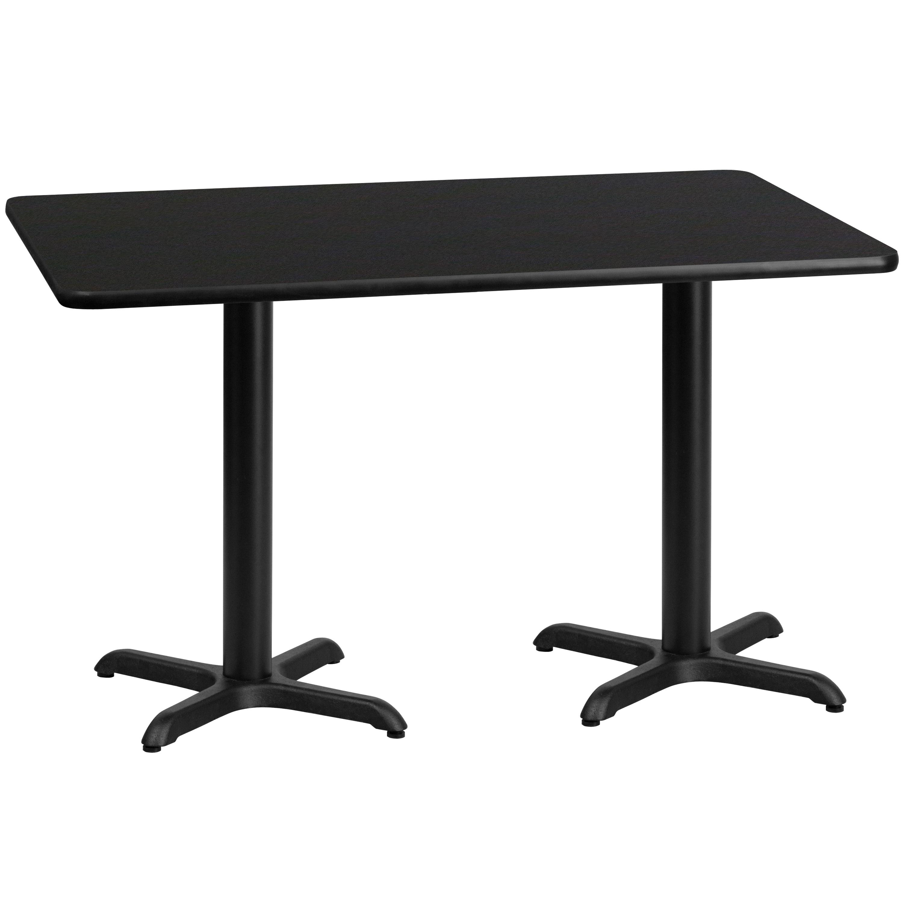 Flash Furniture 30'' x 60'' Rectangular Black Laminate Table Top with 22'' x 22'' Table Height Bases