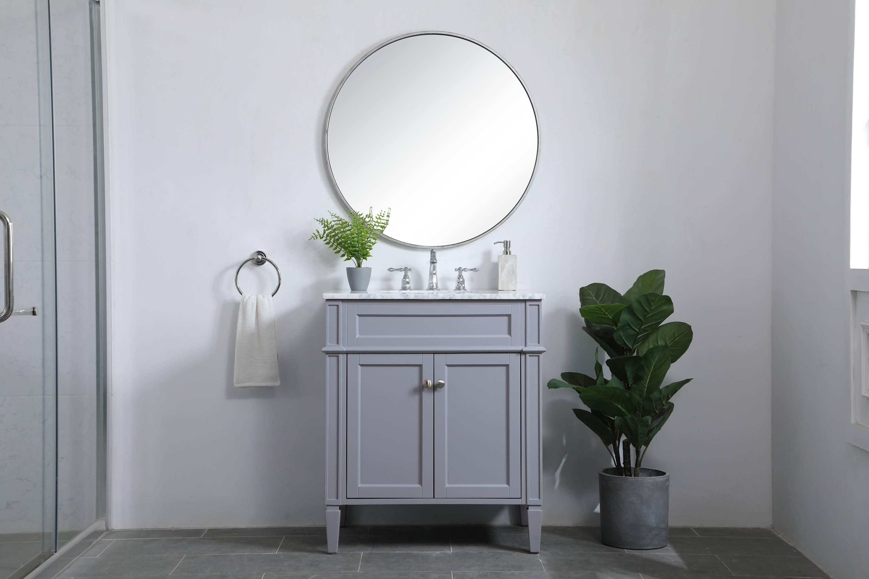 Elegant Decor Williams 30" Single Marble Top Bathroom Vanity in Gray