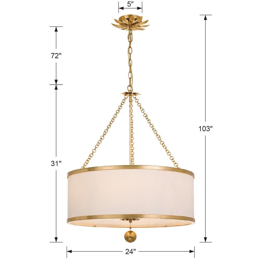 Six Light Chandelier-Antique Gold Finish    -Traditional Installation Crystorama Lighting 518-Ga