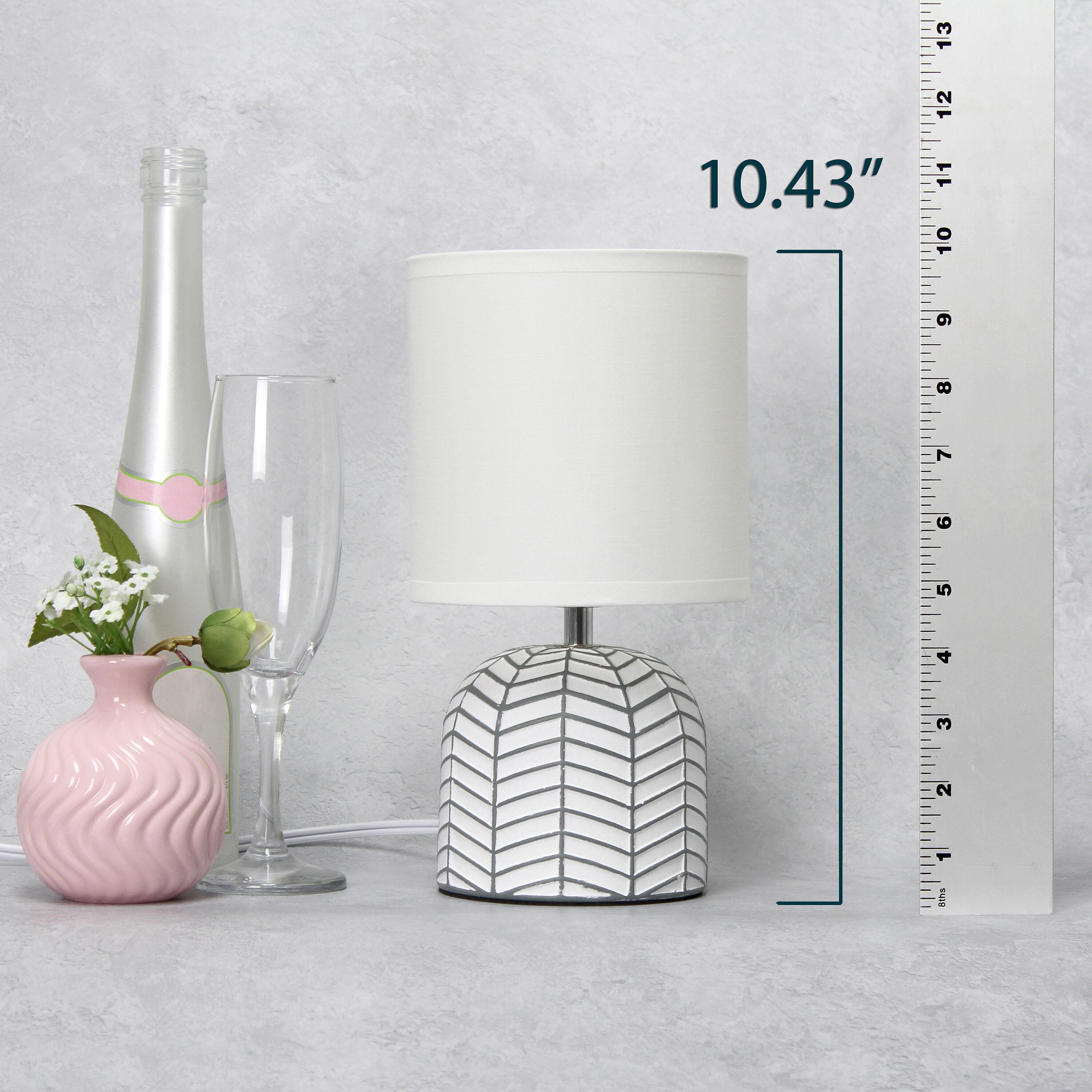 10.43" Petite Contemporary Webbed Waves Base Bedside Lamp with White Drum Shade - Simple Designs: ETL Listed, No Assembly Required