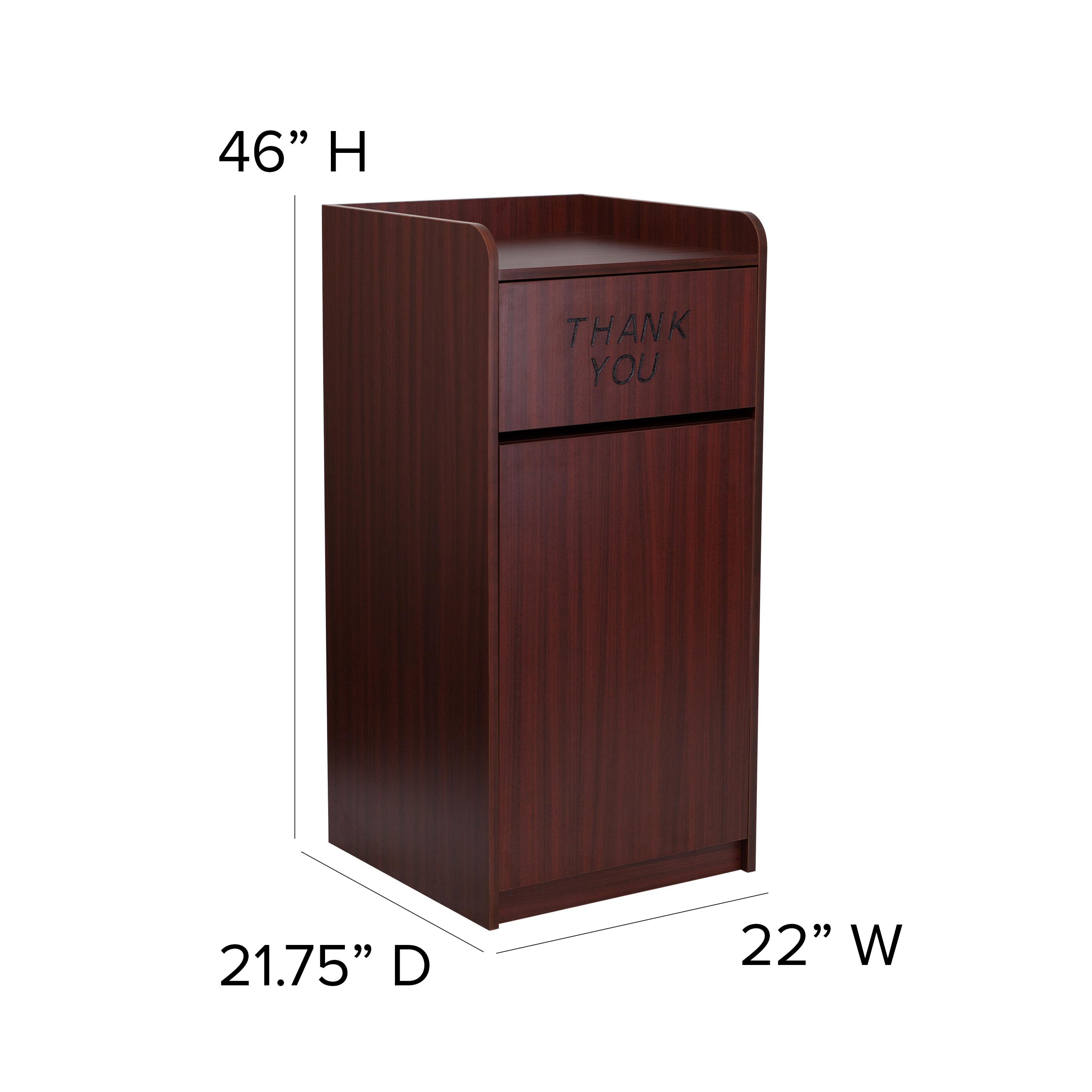 Sony 36-Gal. Wood Commercial Grade Tray Top Trash Receptacle by Flash Furniture