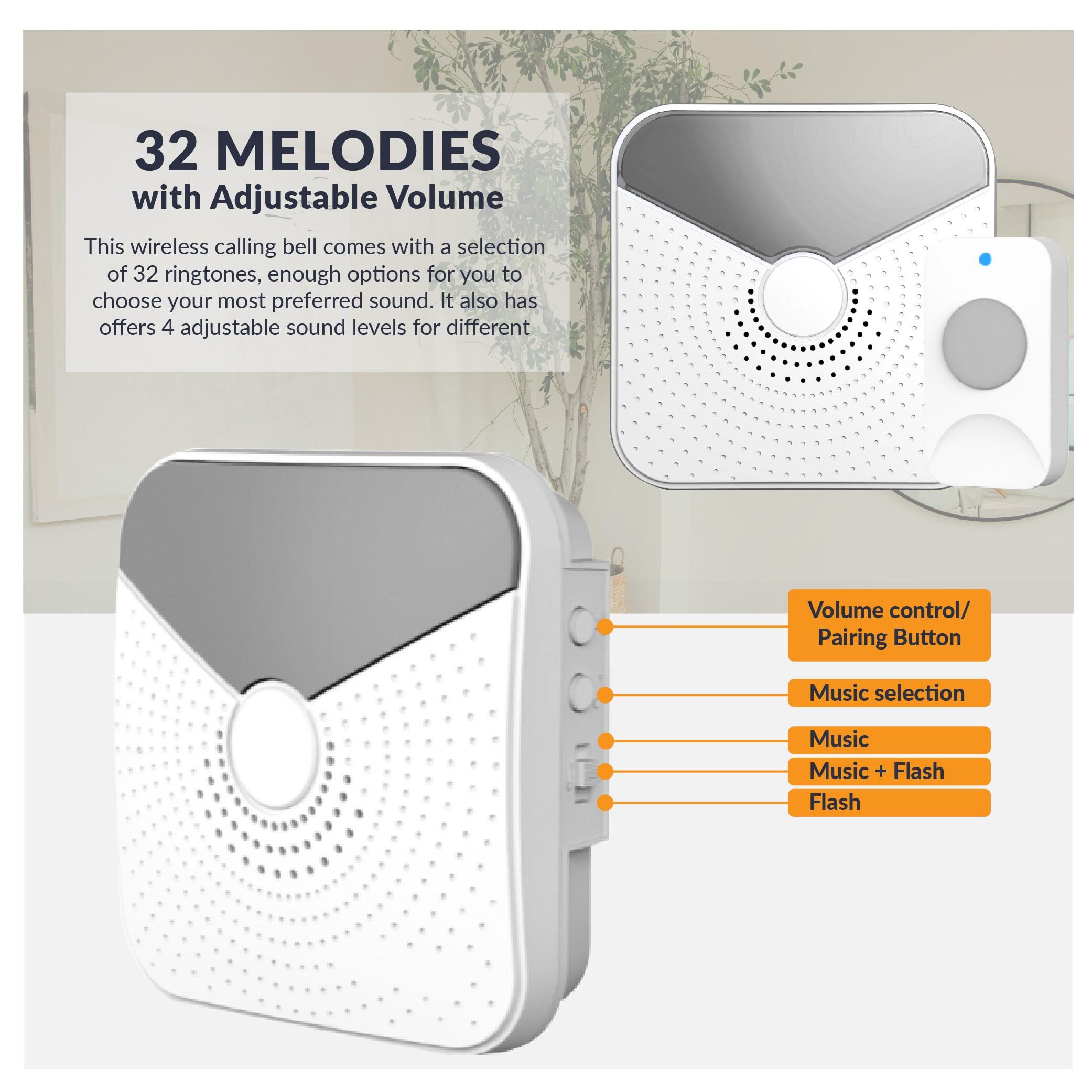 Newhouse Hardware Battery-Operated Wireless Chime with Flashing LED Light for Hearing Impaired